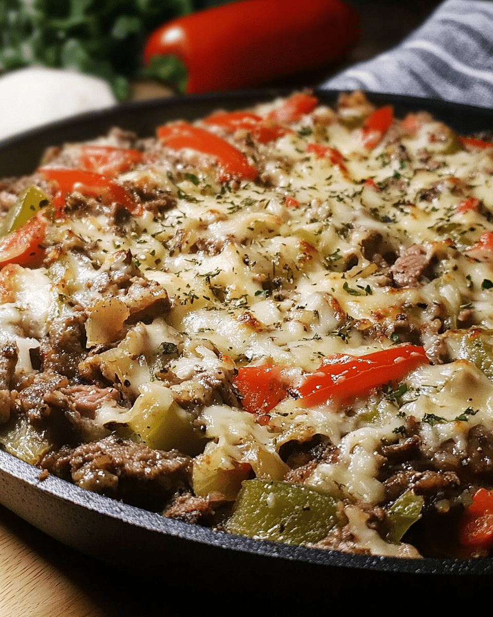 Low-Carb Philly Cheesesteak Skillet