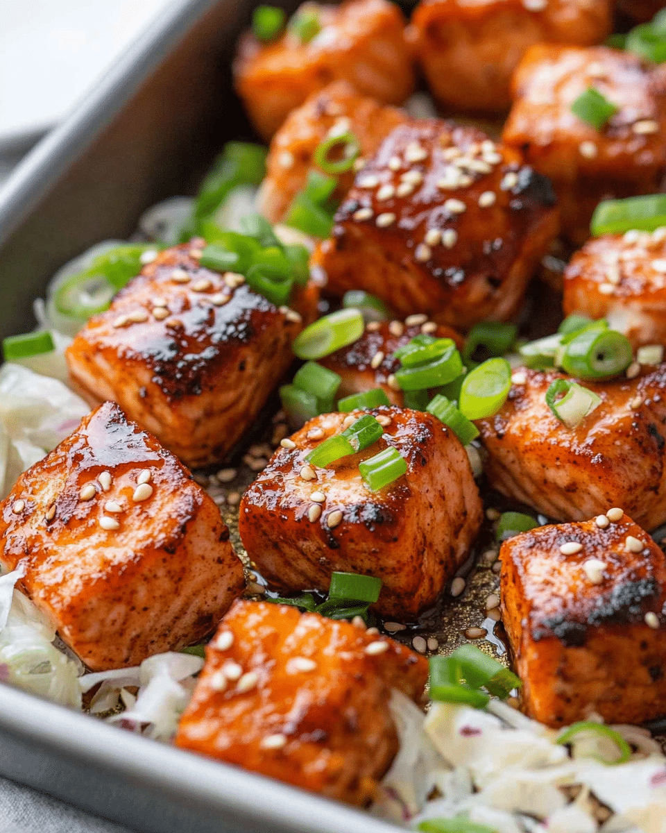 Garlic Honey Salmon Bites