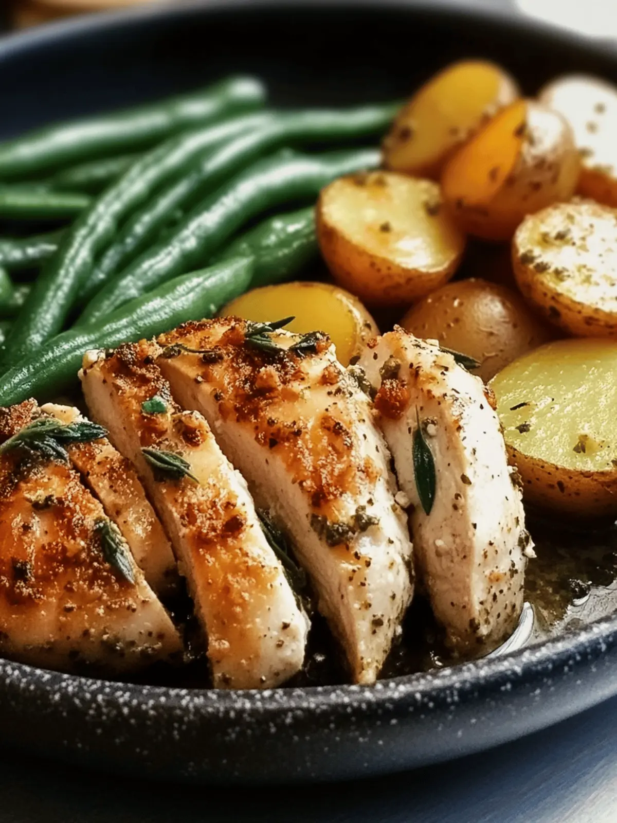 Herb-Crusted Chicken with Garlic Potatoes & Green Beans Made Easy 5 Herb-Crusted Chicken with Garlic Potatoes & Green Beans