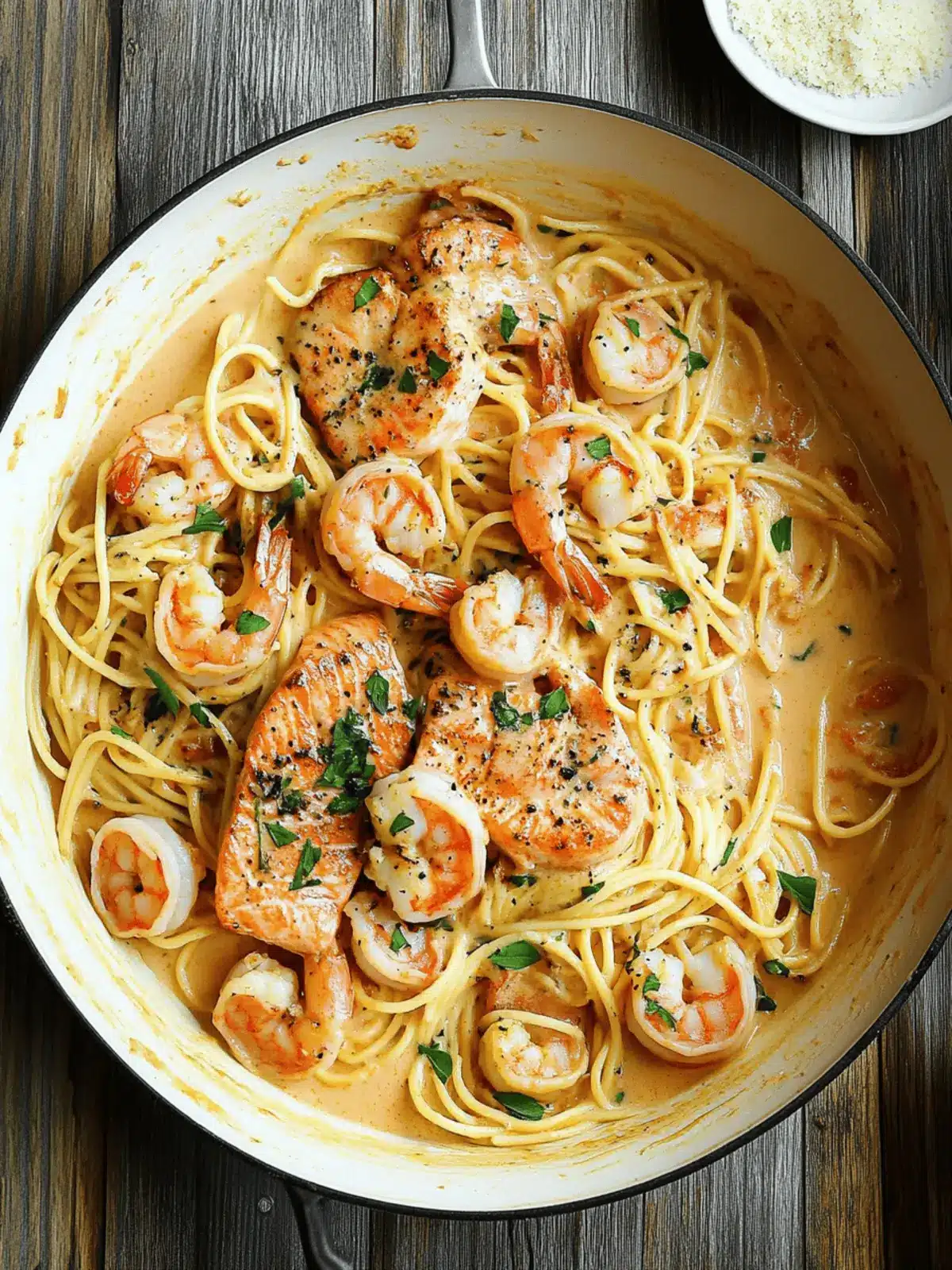 Creamy Salmon and Shrimp Alfredo Pasta in 30 Minutes 2 Salmon and Shrimp Alfredo Pasta