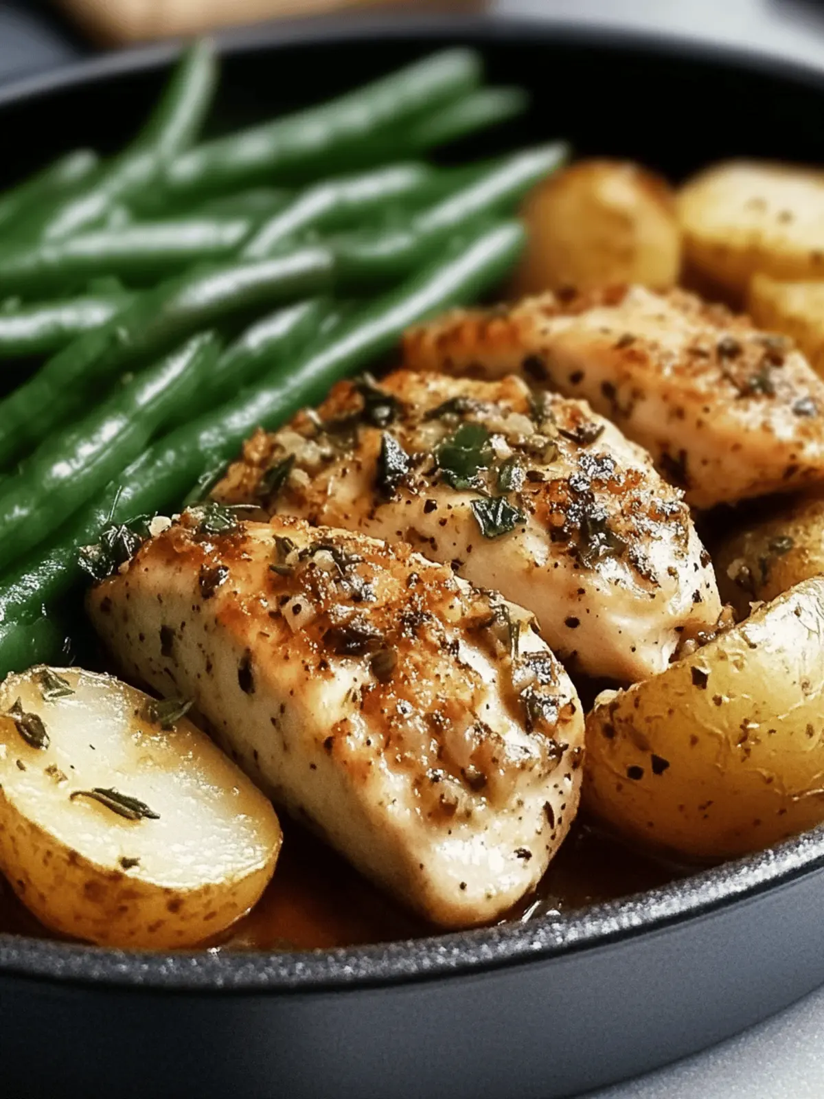 Herb-Crusted Chicken with Garlic Potatoes & Green Beans Made Easy 4 Herb-Crusted Chicken with Garlic Potatoes & Green Beans