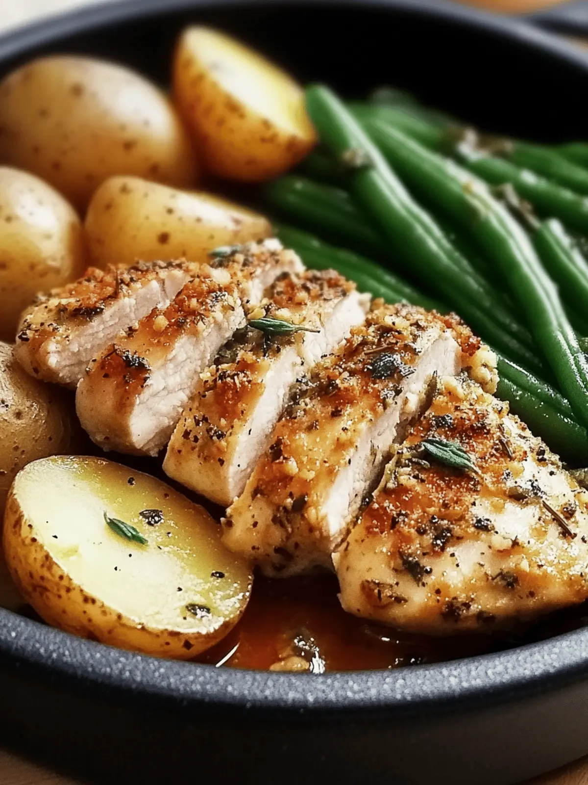 Herb-Crusted Chicken with Garlic Potatoes & Green Beans Made Easy 3 Herb-Crusted Chicken with Garlic Potatoes & Green Beans