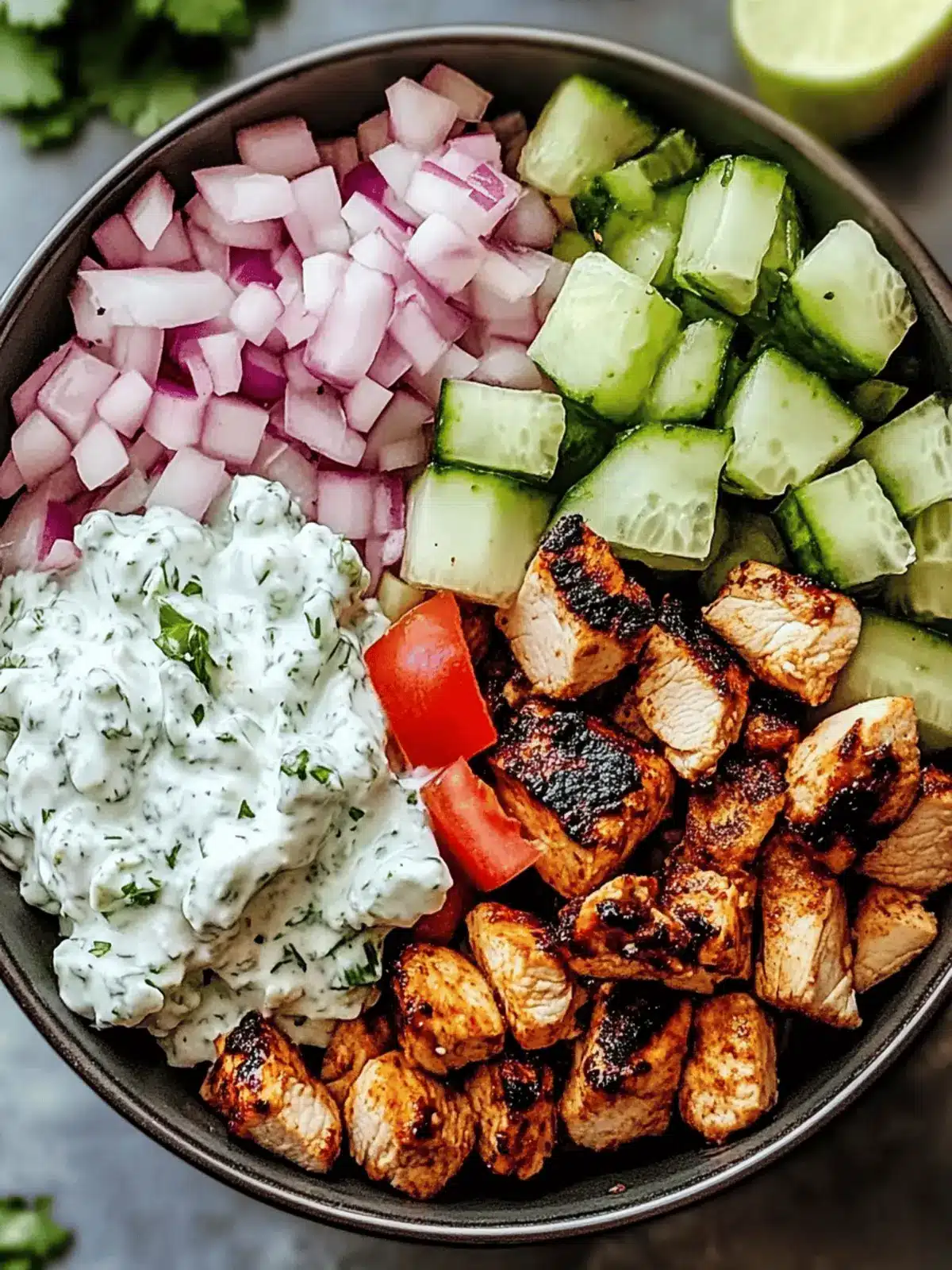 Savory Chicken Gyro Bowls with Tzatziki Sauce You’ll Love 2 Chicken Gyro Bowls with Tzatziki Sauce