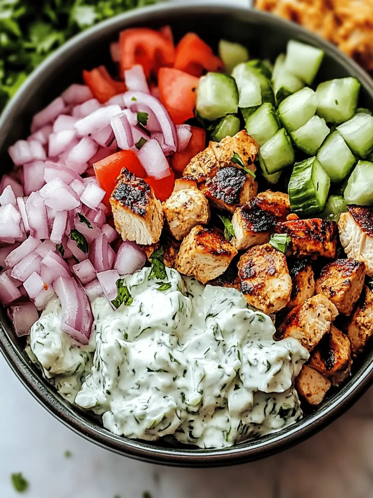 Savory Chicken Gyro Bowls with Tzatziki Sauce You’ll Love 3 Chicken Gyro Bowls with Tzatziki Sauce