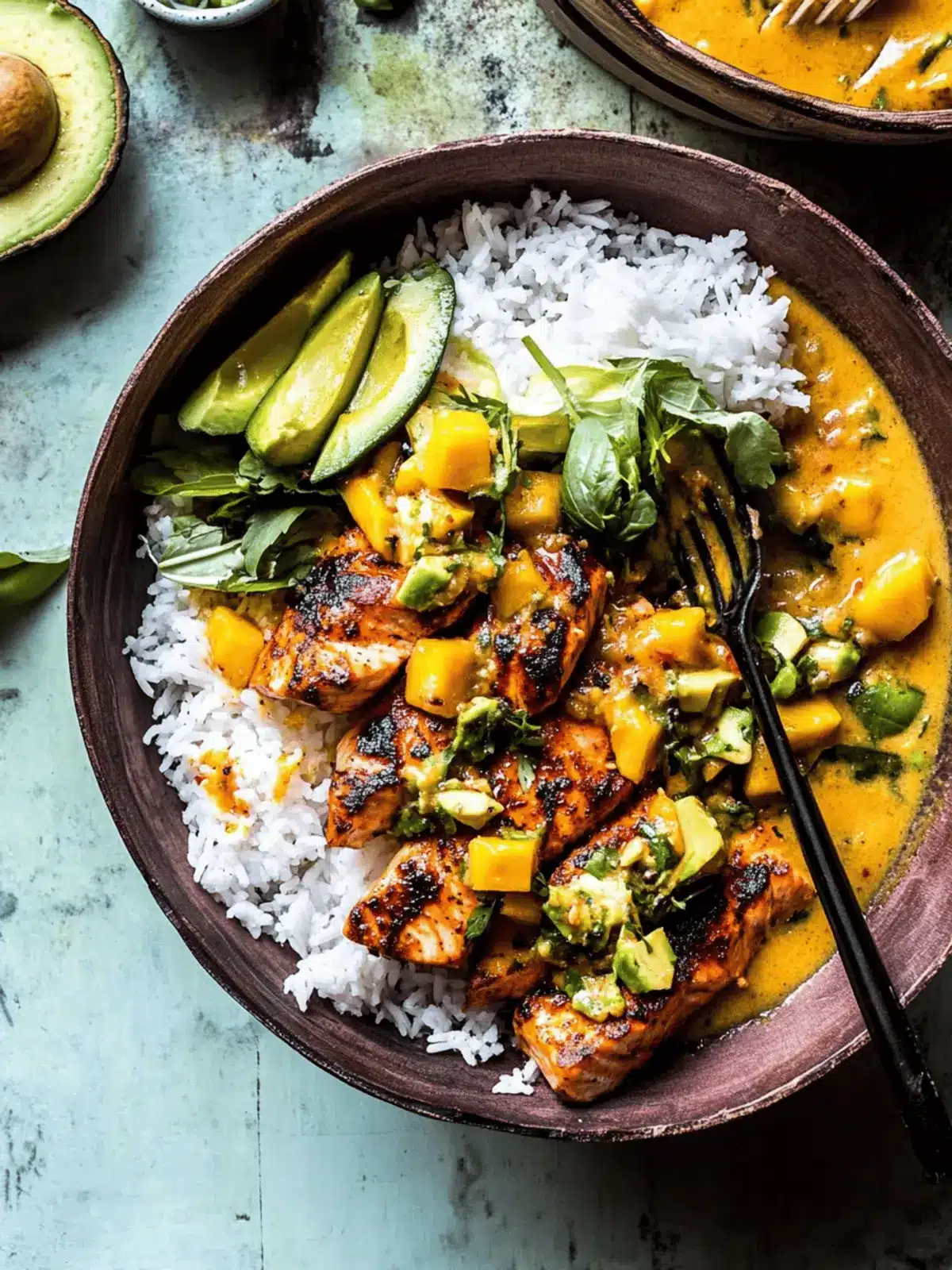 BBQ Salmon Curry with Mango Avocado Salsa: A Summer Must-Try 5 BBQ Salmon Curry with Mango Avocado Salsa