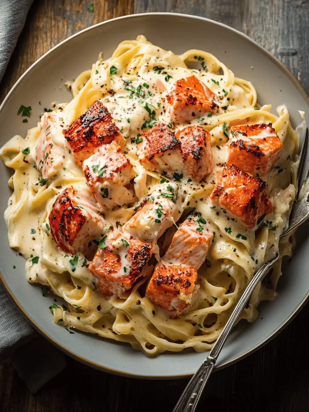Cajun Lobster Crab and Salmon Alfredo for Gourmet Nights 3 Cajun Lobster Crab and Salmon Alfredo