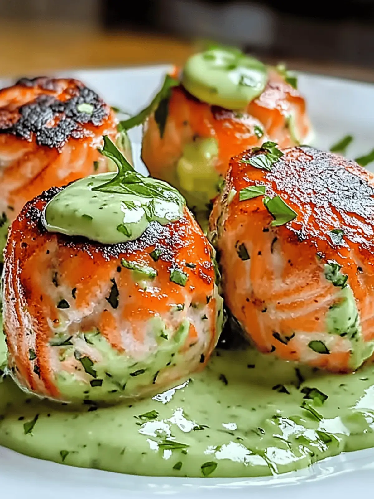 Savory Salmon Balls with Creamy Avocado Sauce in 30 Minutes 4 Salmon Balls with Creamy Avocado Sauce