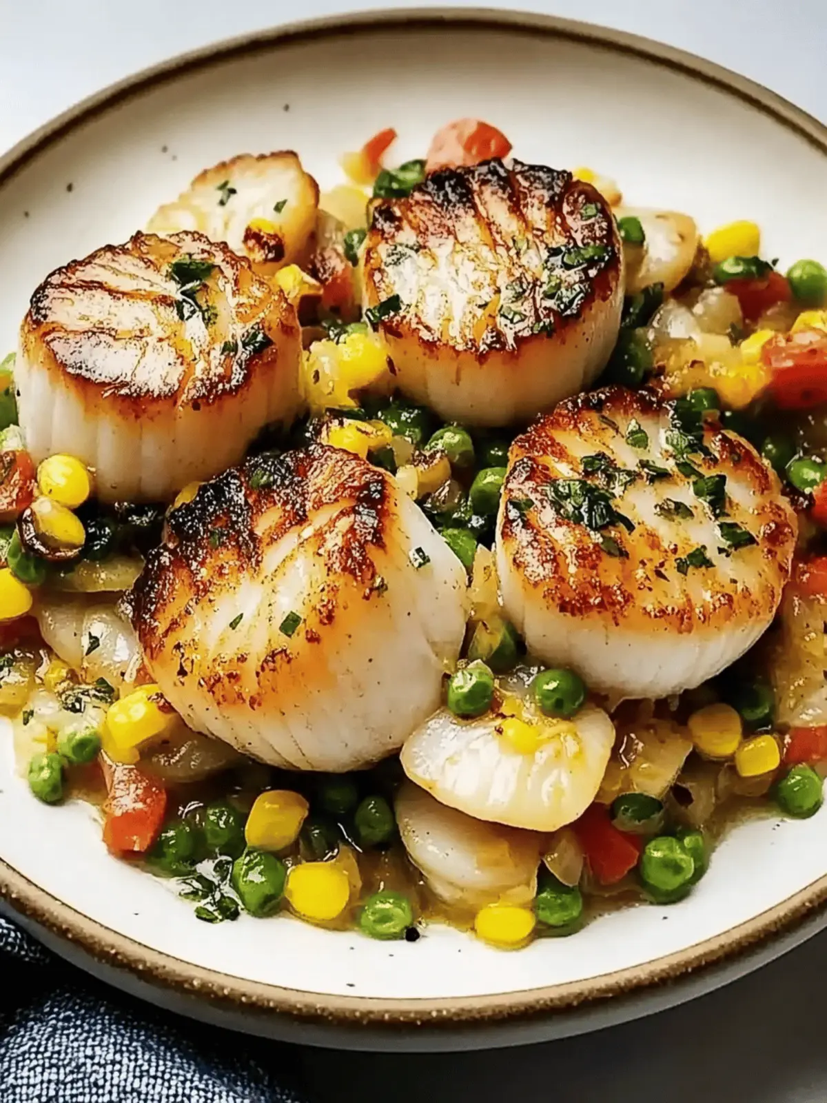 Savory Garlic Butter Scallops with Colorful Succotash Delight 2 Garlic Butter Scallops with Succotash