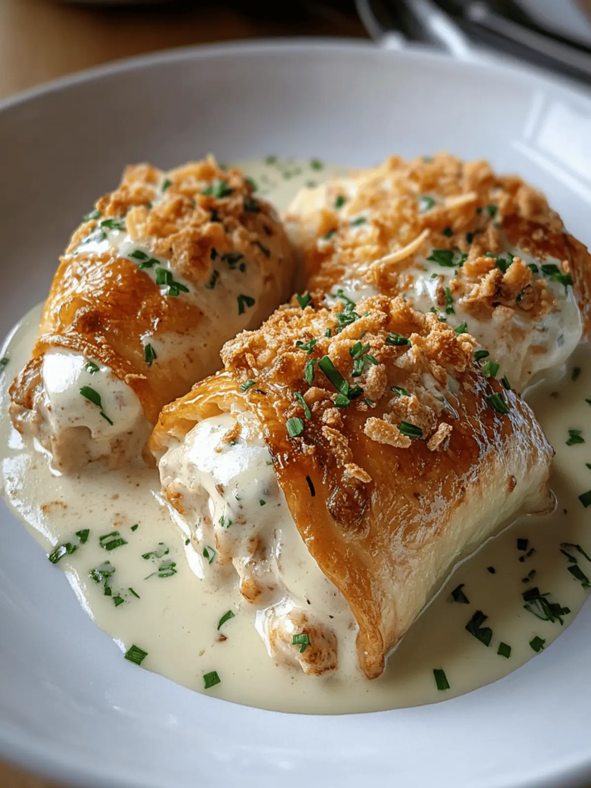 Delicious Chicken Pillows with Creamy Parmesan Sauce Delight 2 Chicken Pillows with Creamy Parmesan Sauce