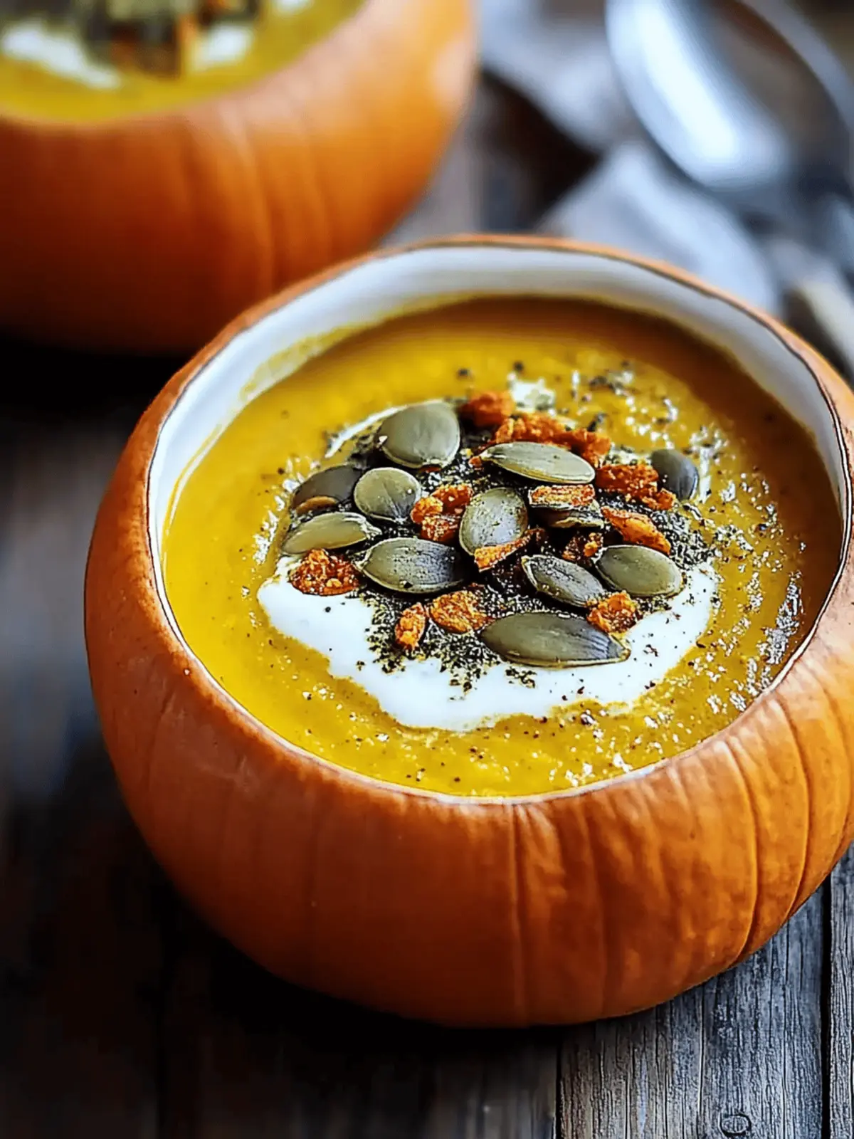 Roasted Garlic Sage Pesto Pumpkin Soup with Spicy Seeds Delight 2 Roasted Garlic Sage Pesto Pumpkin Soup with Spicy Fried Pumpkin Seeds