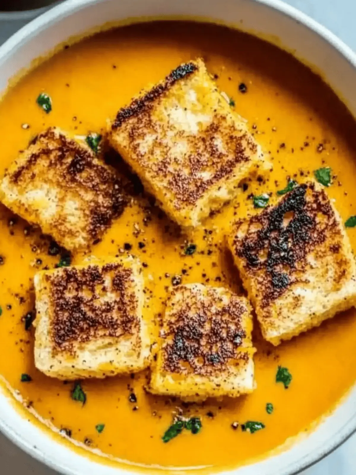Spicy Pumpkin Soup with Grilled Cheese Croutons for Cozy Nights 4 Spicy Pumpkin Soup with Grilled Cheese Croutons