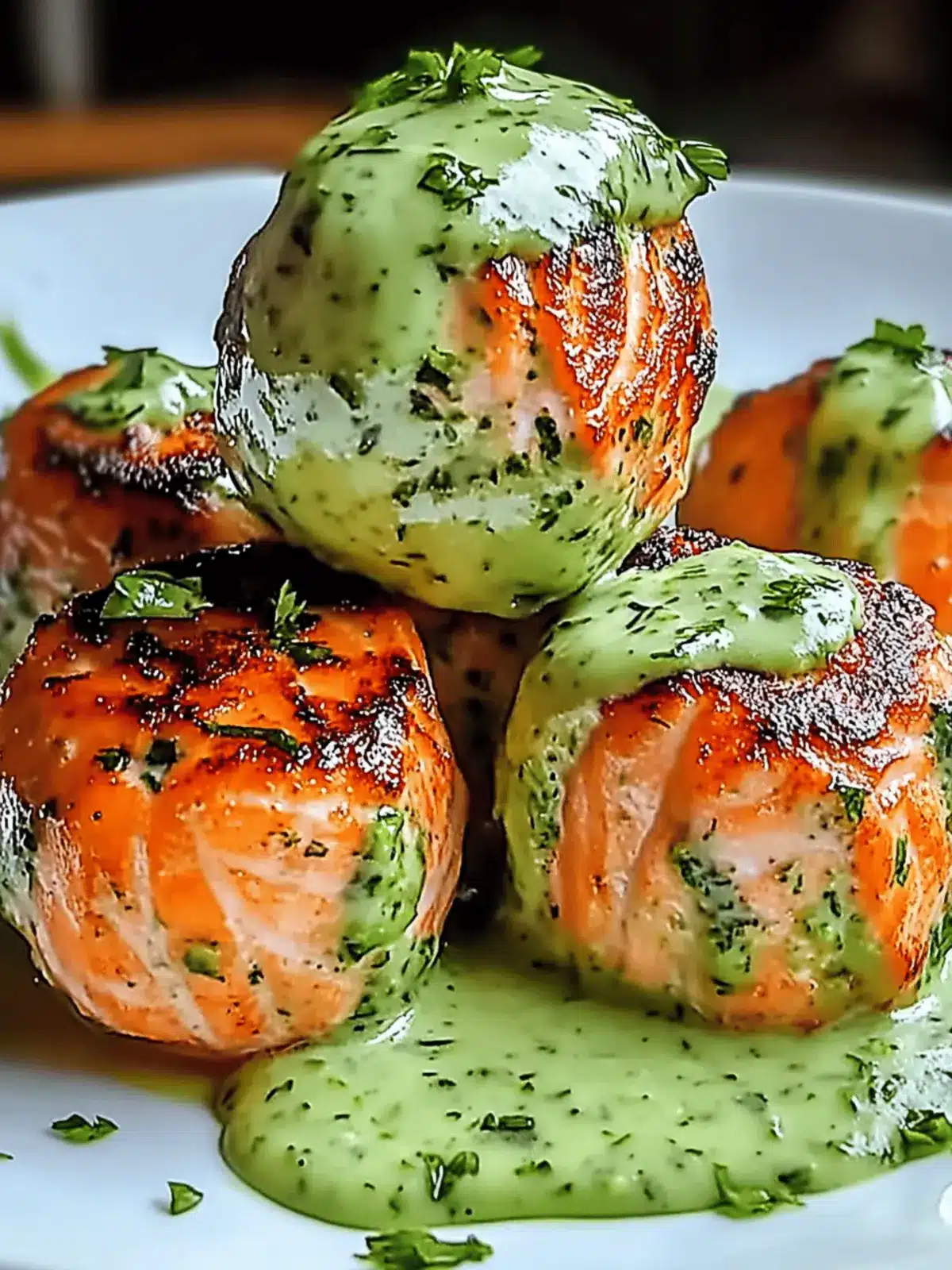 Savory Salmon Balls with Creamy Avocado Sauce in 30 Minutes 2 Salmon Balls with Creamy Avocado Sauce