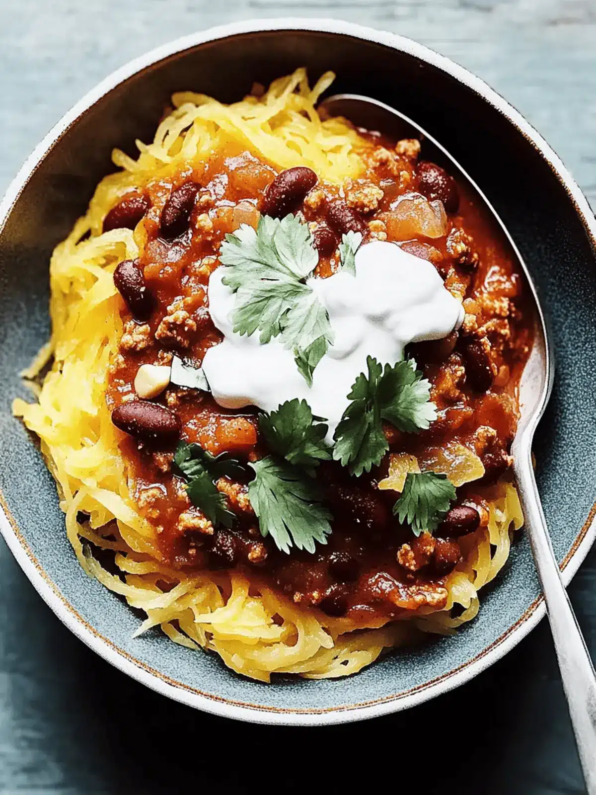 Spiced Turkey Chili with Spaghetti Squash: Cozy Night Delight 2 Spiced Turkey Chili with Spaghetti Squash for Cozy Nights