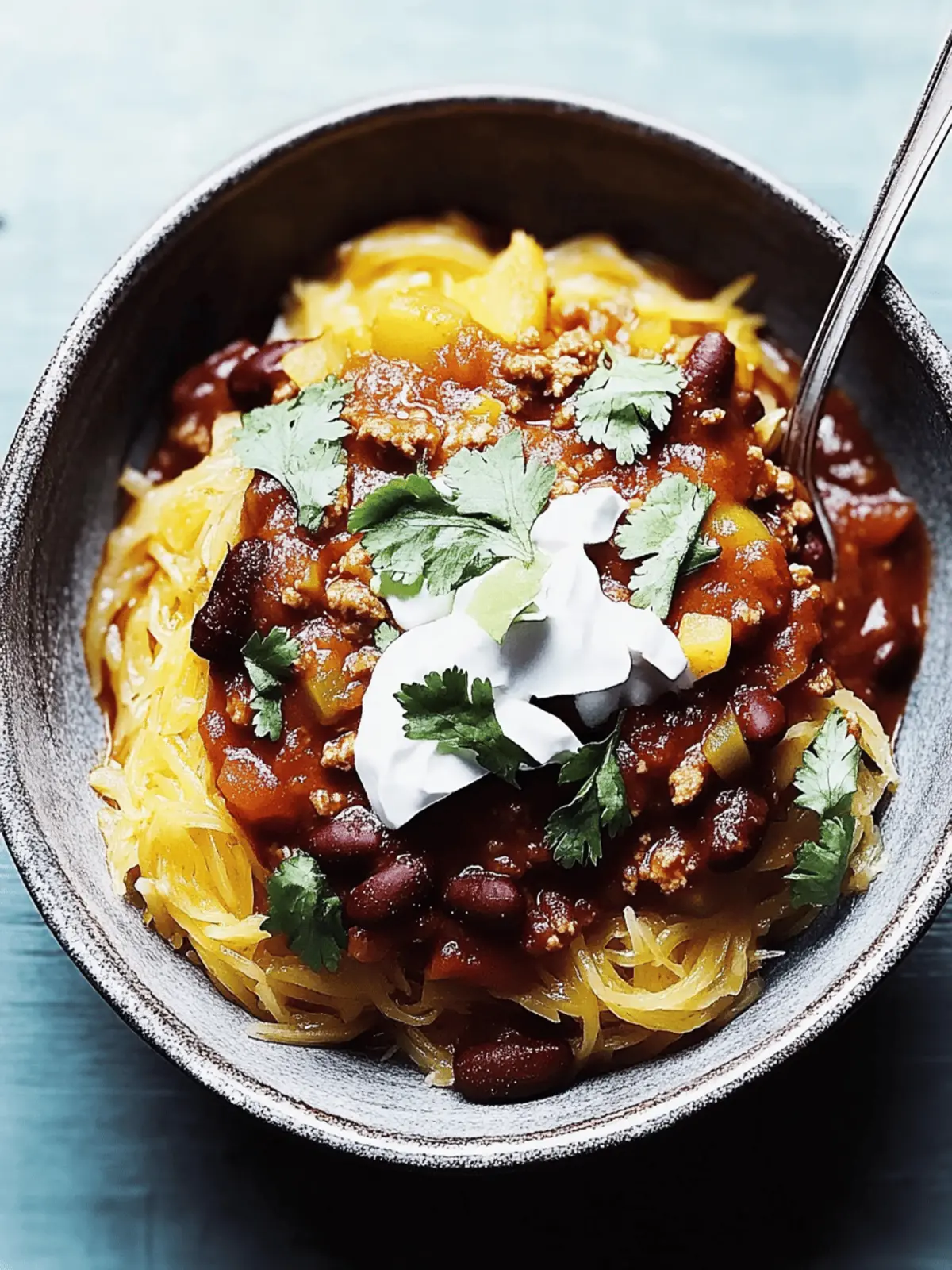 Spiced Turkey Chili with Spaghetti Squash: Cozy Night Delight 4 Spiced Turkey Chili with Spaghetti Squash for Cozy Nights