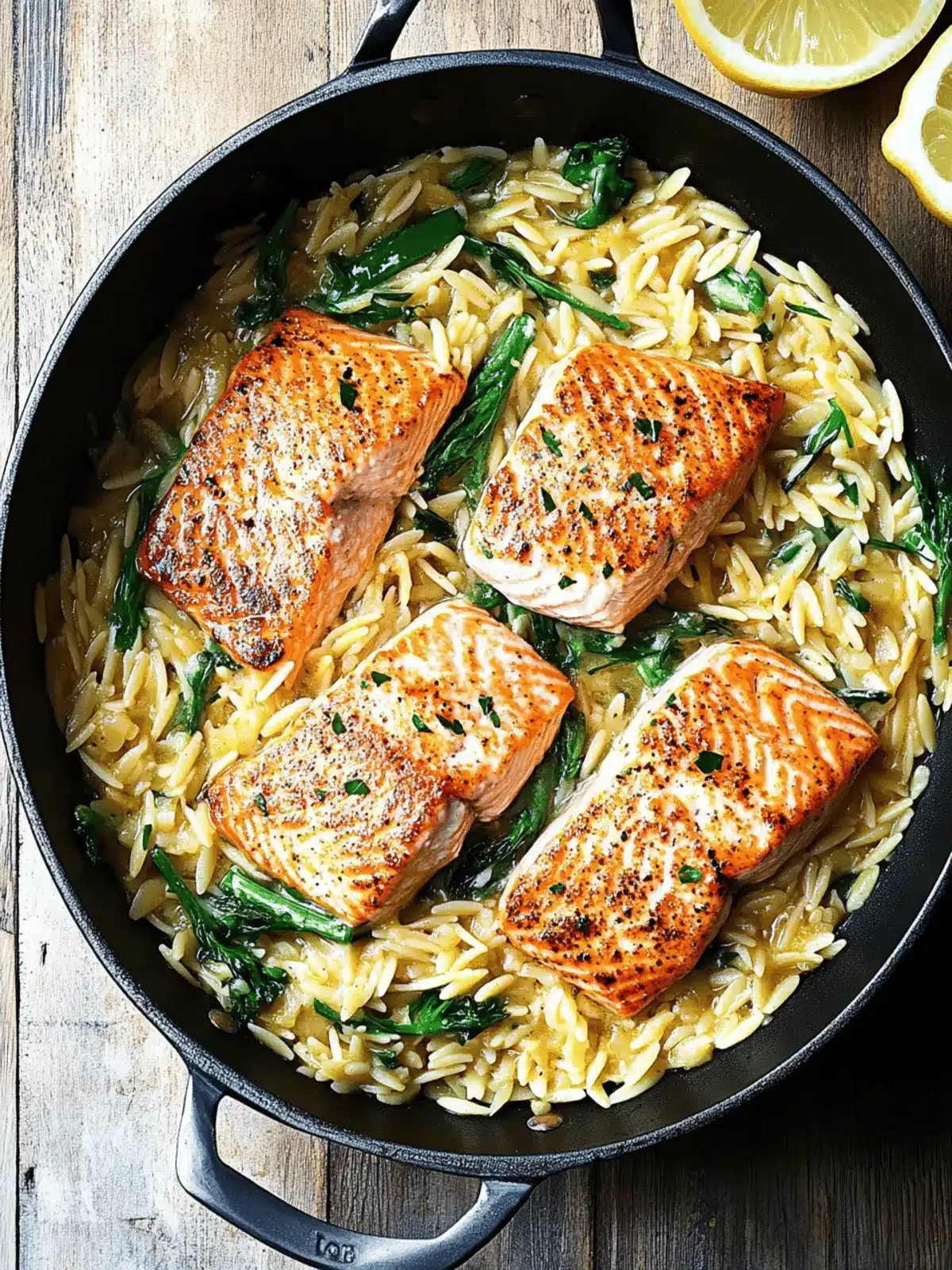 One Skillet Salmon with Lemon Orzo for Easy Weeknight Bliss 4 One Skillet Salmon with Lemon Orzo