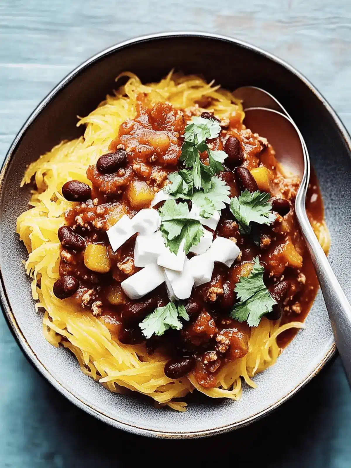 Spiced Turkey Chili with Spaghetti Squash: Cozy Night Delight 3 Spiced Turkey Chili with Spaghetti Squash for Cozy Nights