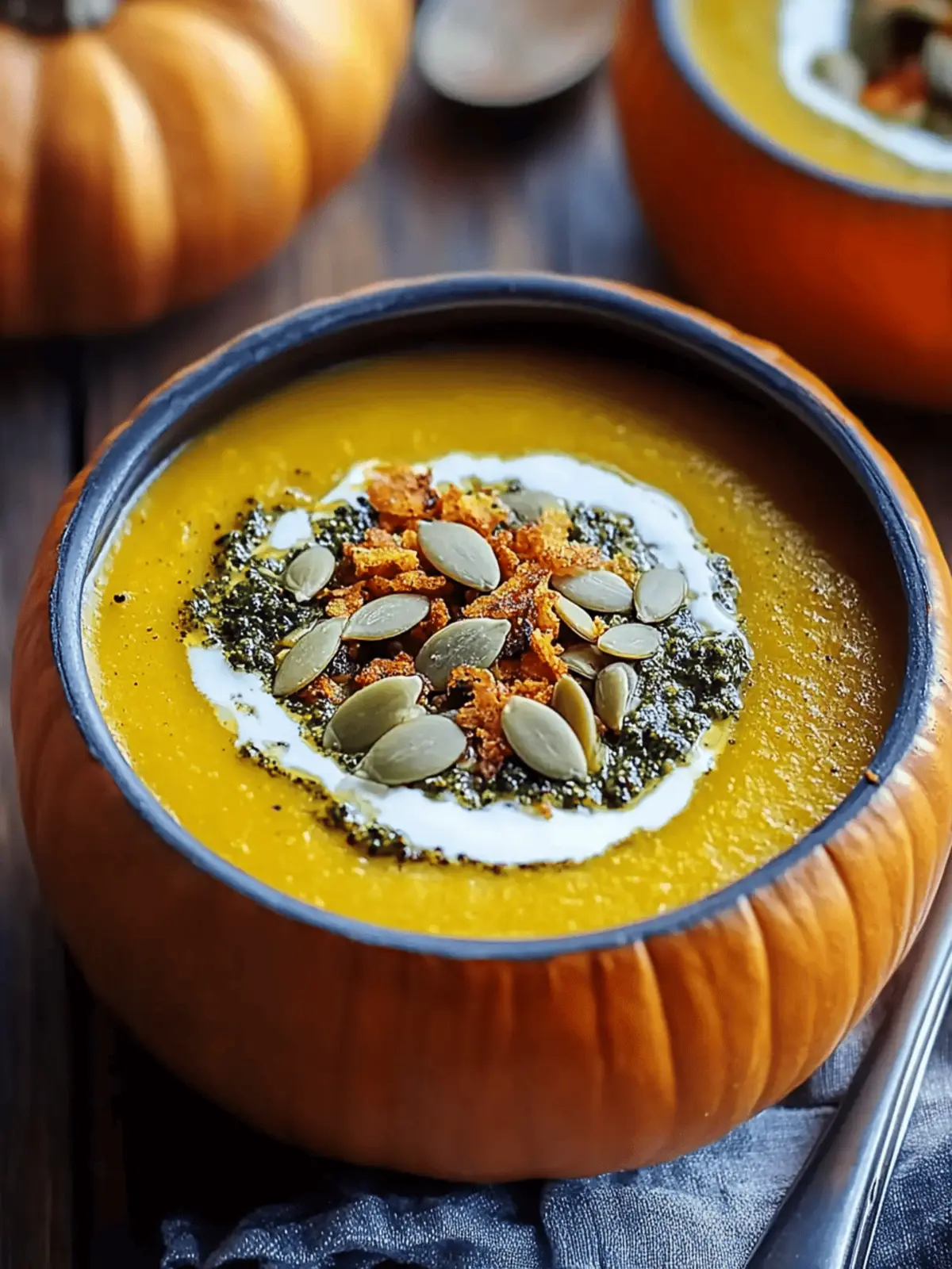 Roasted Garlic Sage Pesto Pumpkin Soup with Spicy Seeds Delight 4 Roasted Garlic Sage Pesto Pumpkin Soup with Spicy Fried Pumpkin Seeds