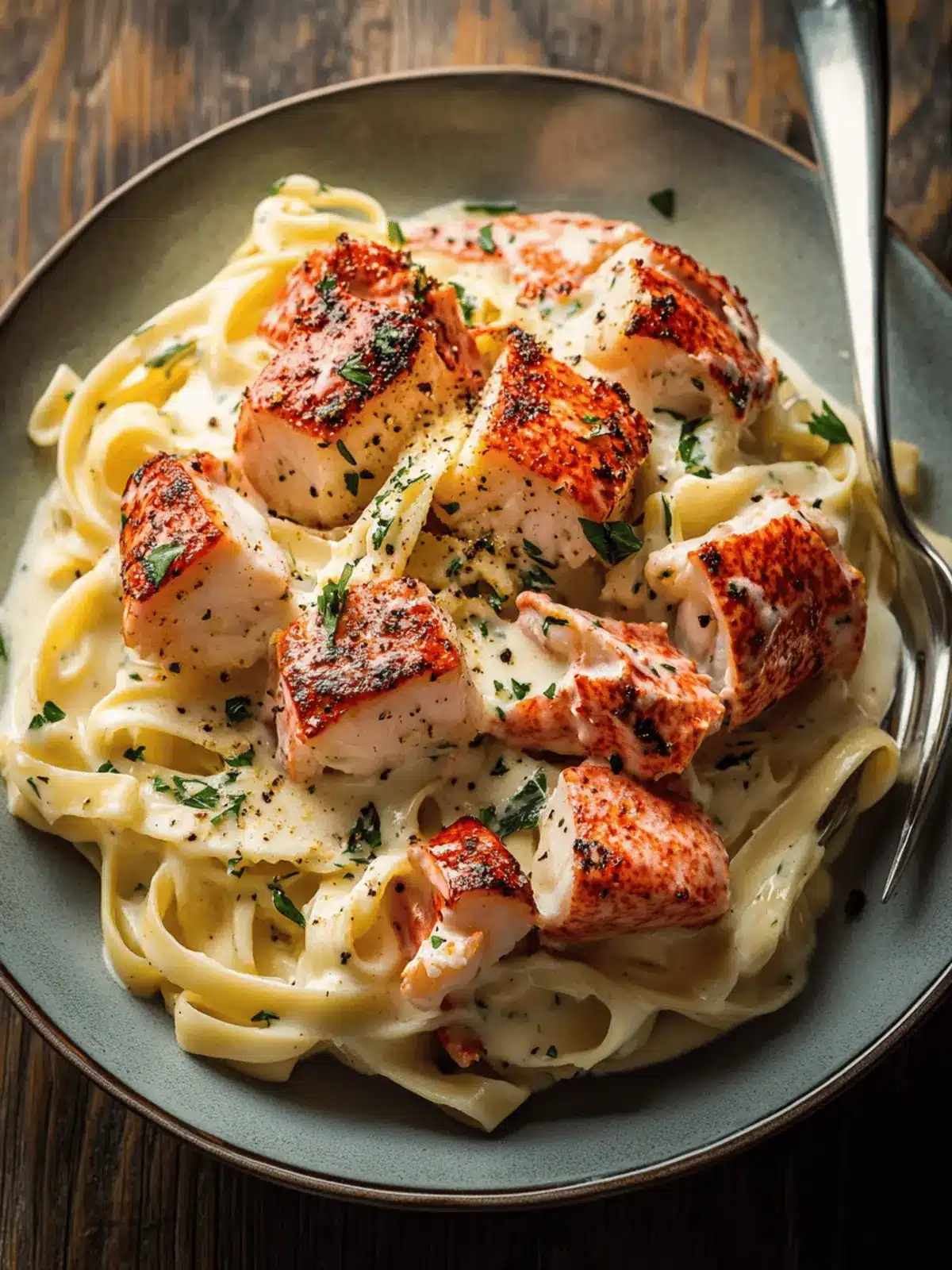 Cajun Lobster Crab and Salmon Alfredo for Gourmet Nights 5 Cajun Lobster Crab and Salmon Alfredo