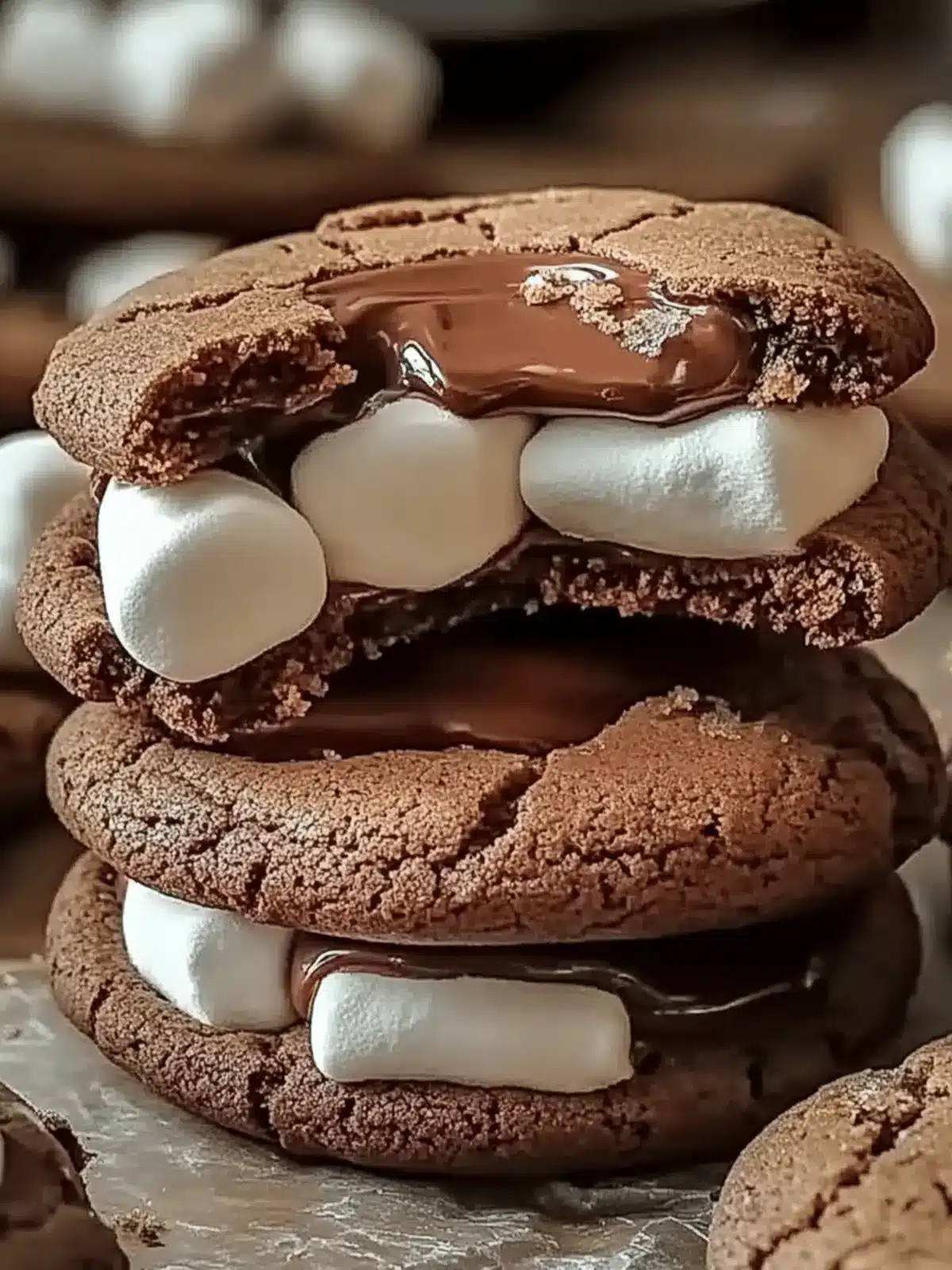 Decadent Thick Nutella Marshmallow Cookies with Fudgy Layers 5 Thick Nutella Marshmallow Cookies with Fudgy Layers
