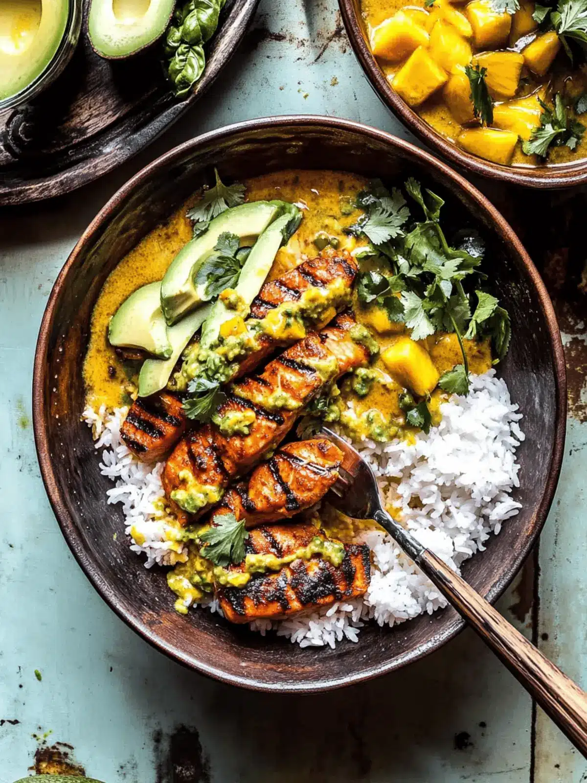 BBQ Salmon Curry with Mango Avocado Salsa: A Summer Must-Try 4 BBQ Salmon Curry with Mango Avocado Salsa