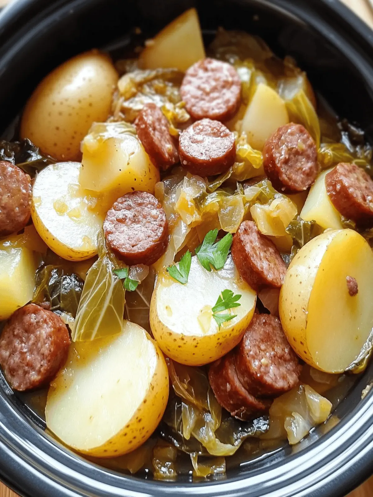 Cozy Crock Pot Cabbage, Sausage & Potatoes for Chilly Nights 3 Crock Pot Cabbage, Sausage & Potatoes