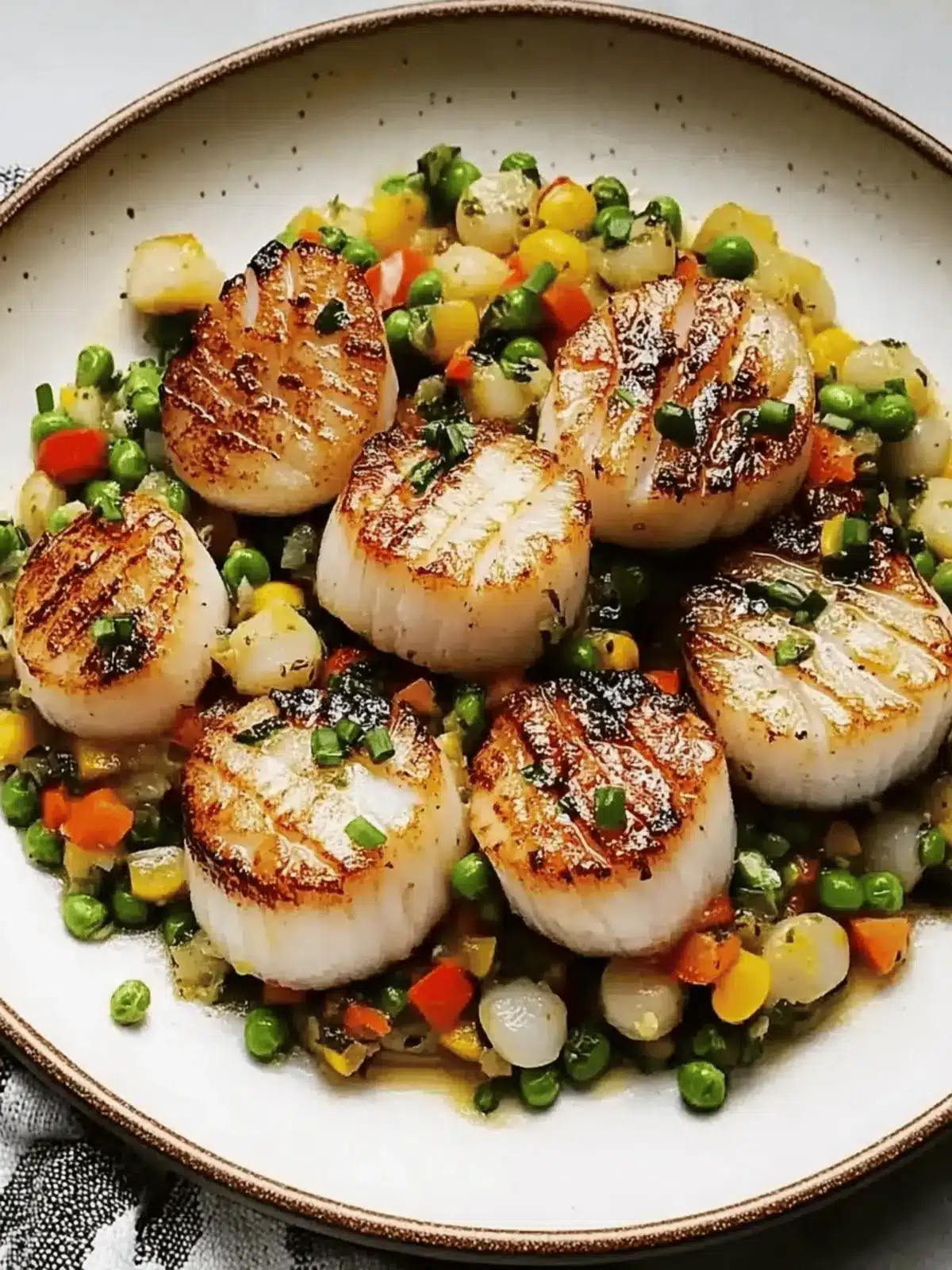 Savory Garlic Butter Scallops with Colorful Succotash Delight 4 Garlic Butter Scallops with Succotash
