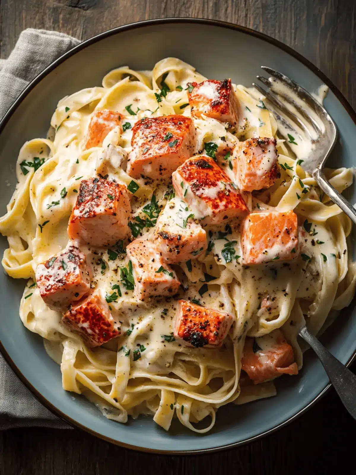 Cajun Lobster Crab and Salmon Alfredo for Gourmet Nights 4 Cajun Lobster Crab and Salmon Alfredo