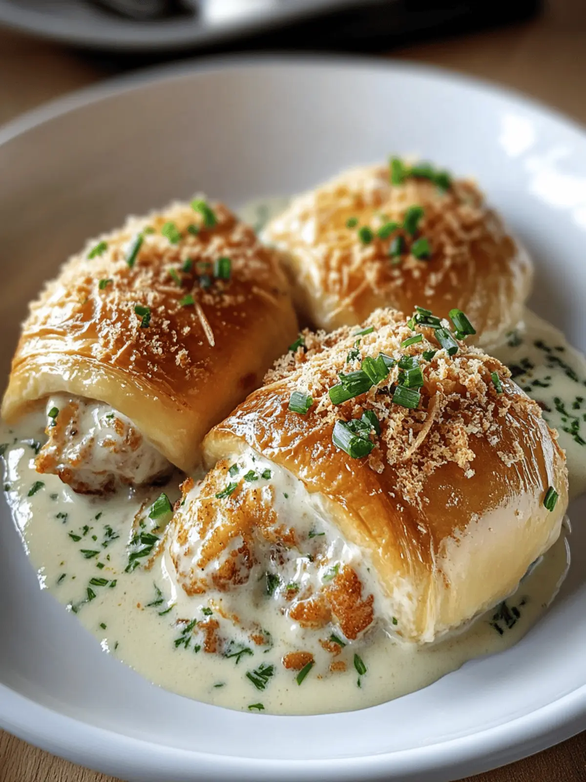 Delicious Chicken Pillows with Creamy Parmesan Sauce Delight 4 Chicken Pillows with Creamy Parmesan Sauce
