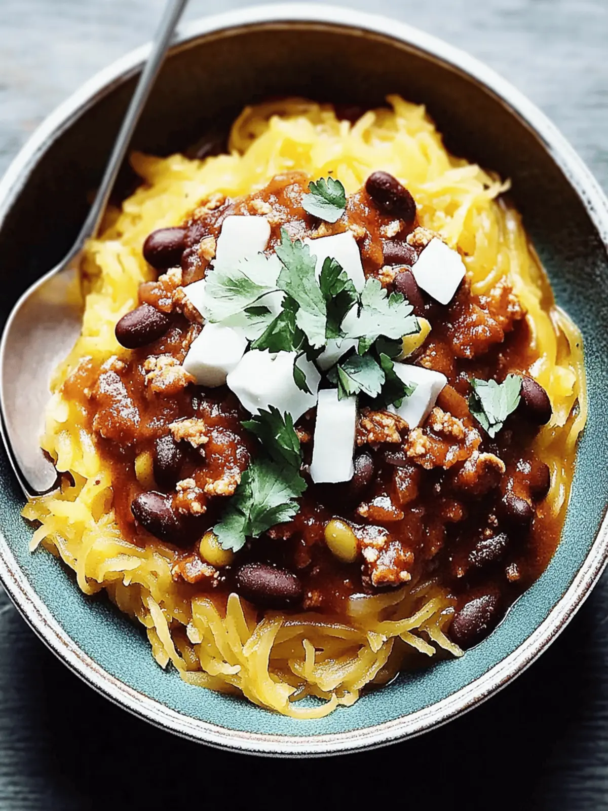 Spiced Turkey Chili with Spaghetti Squash: Cozy Night Delight 5 Spiced Turkey Chili with Spaghetti Squash for Cozy Nights