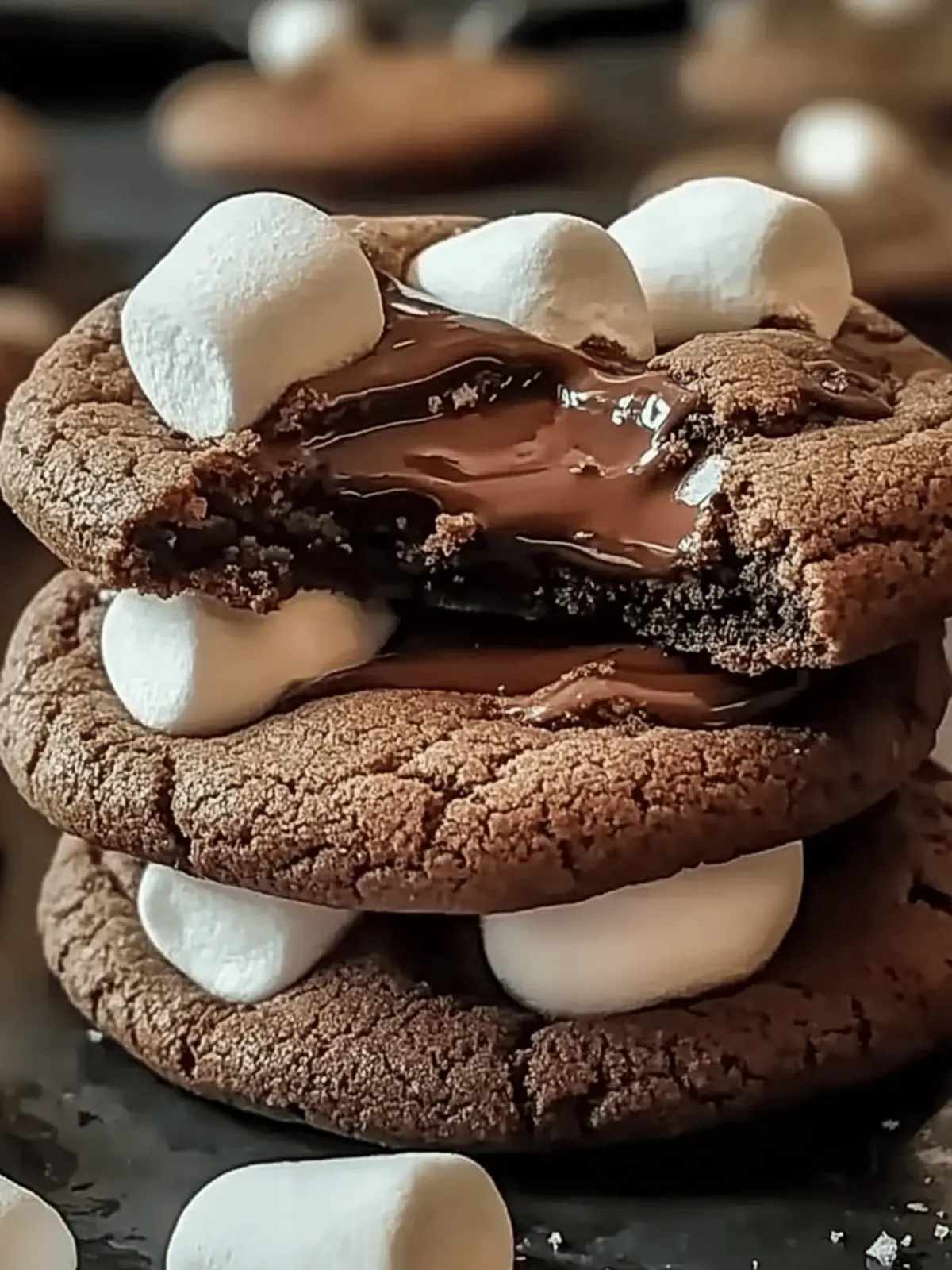 Decadent Thick Nutella Marshmallow Cookies with Fudgy Layers 2 Thick Nutella Marshmallow Cookies with Fudgy Layers
