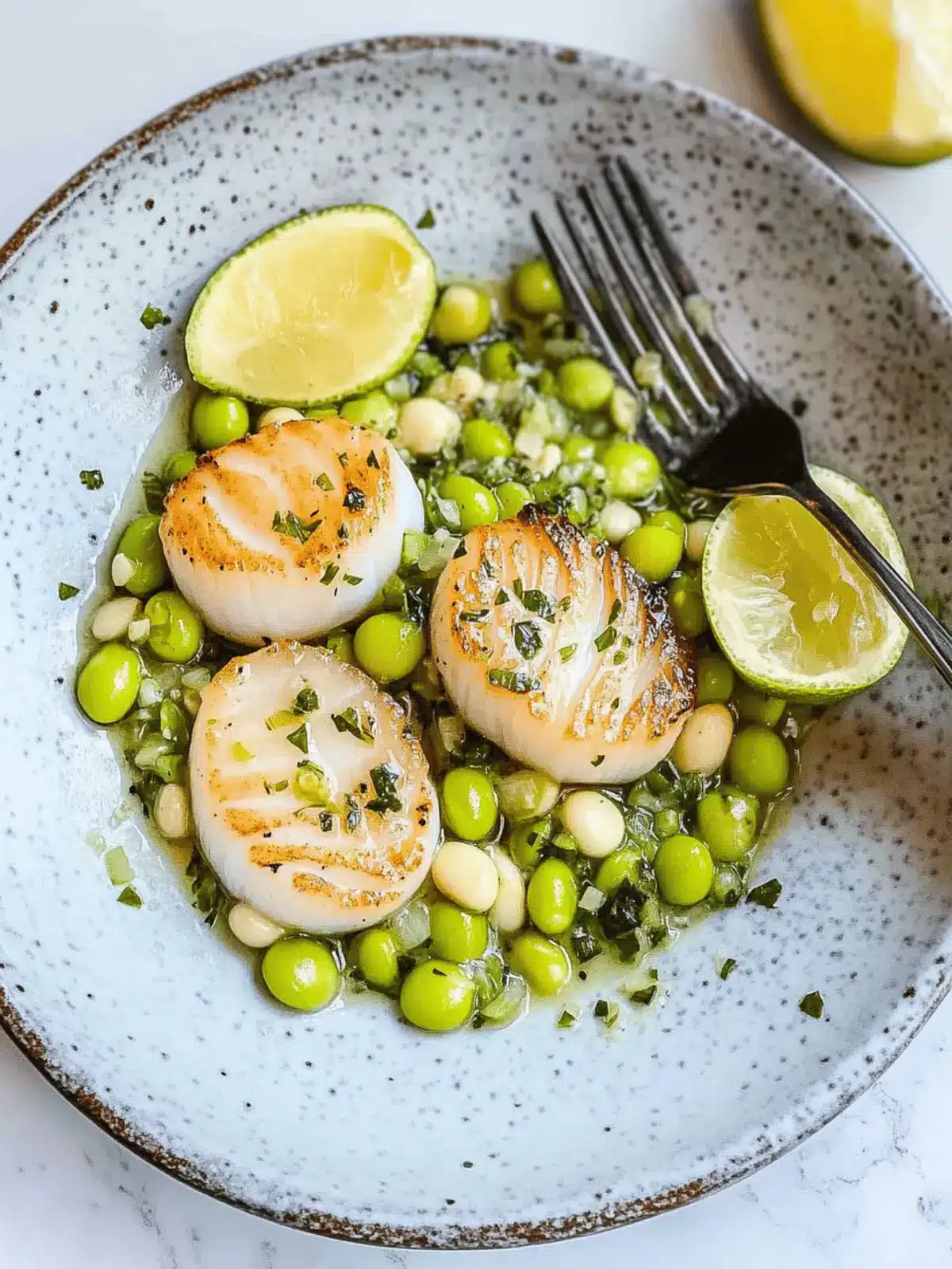 Delicious Pan-Seared Scallops with Edamame & Peas in 25 Minutes 3 Pan-Seared Scallops with Edamame & Peas