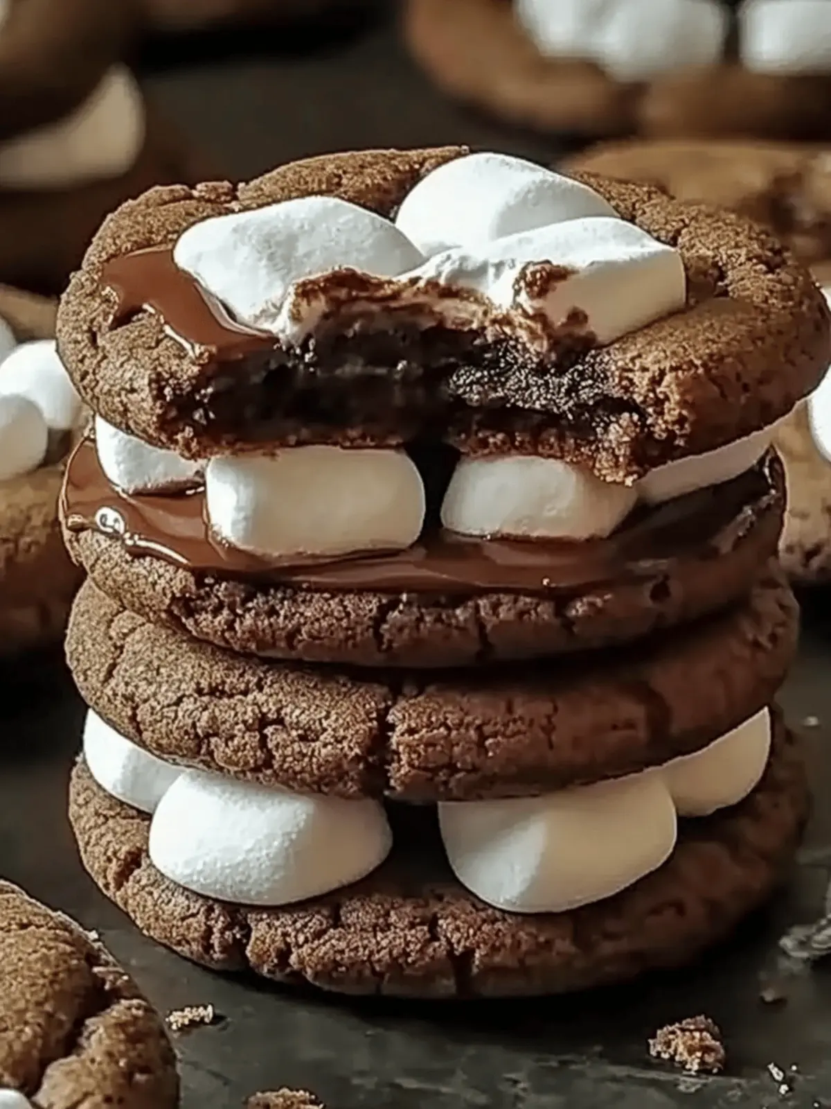 Decadent Thick Nutella Marshmallow Cookies with Fudgy Layers 4 Thick Nutella Marshmallow Cookies with Fudgy Layers