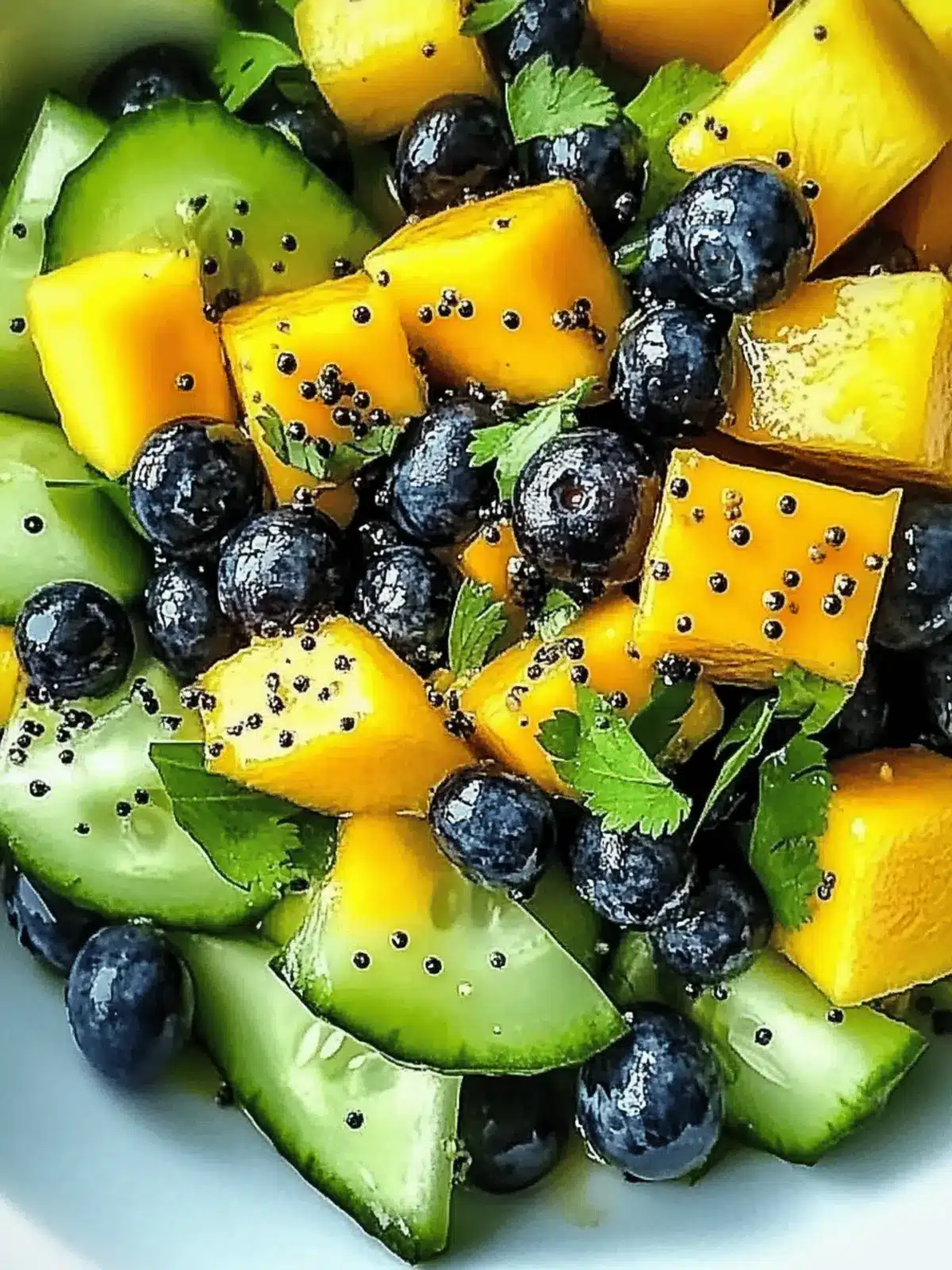 Mango Cucumber Salad with Blueberries and Avocado Bliss 2 Mango Cucumber Salad with Blueberries and Avocado