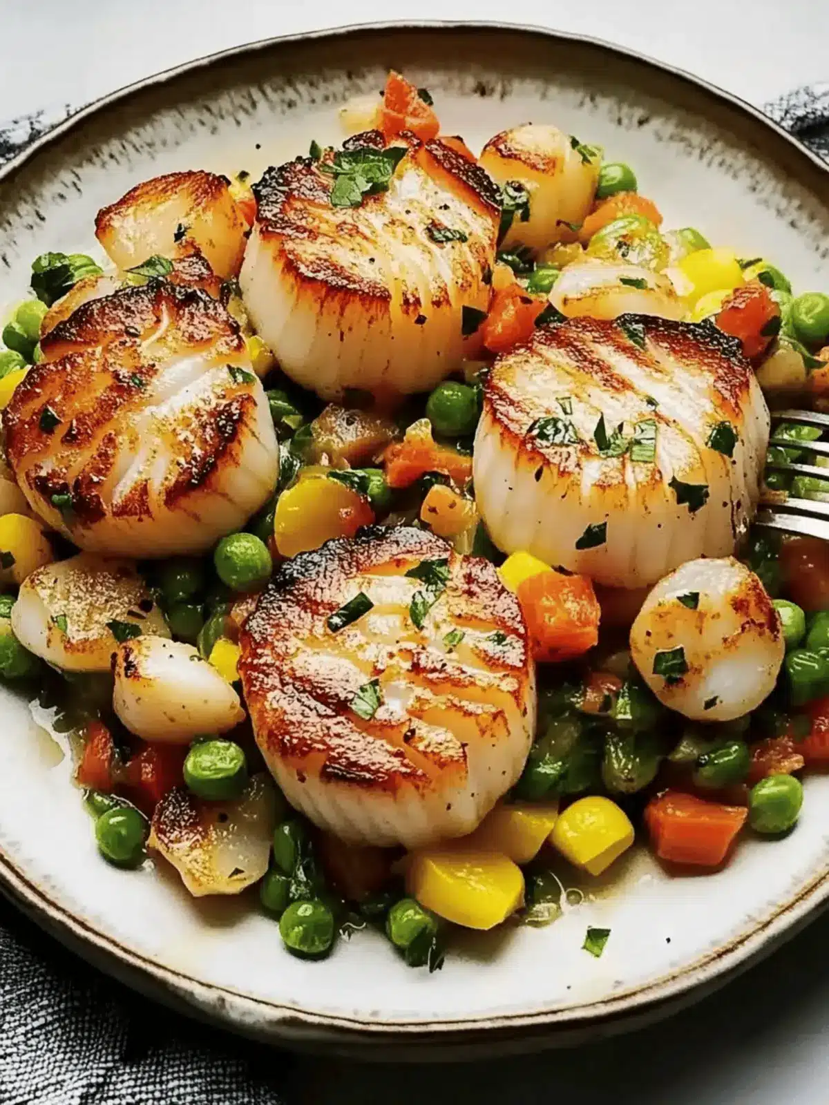 Savory Garlic Butter Scallops with Colorful Succotash Delight 3 Garlic Butter Scallops with Succotash