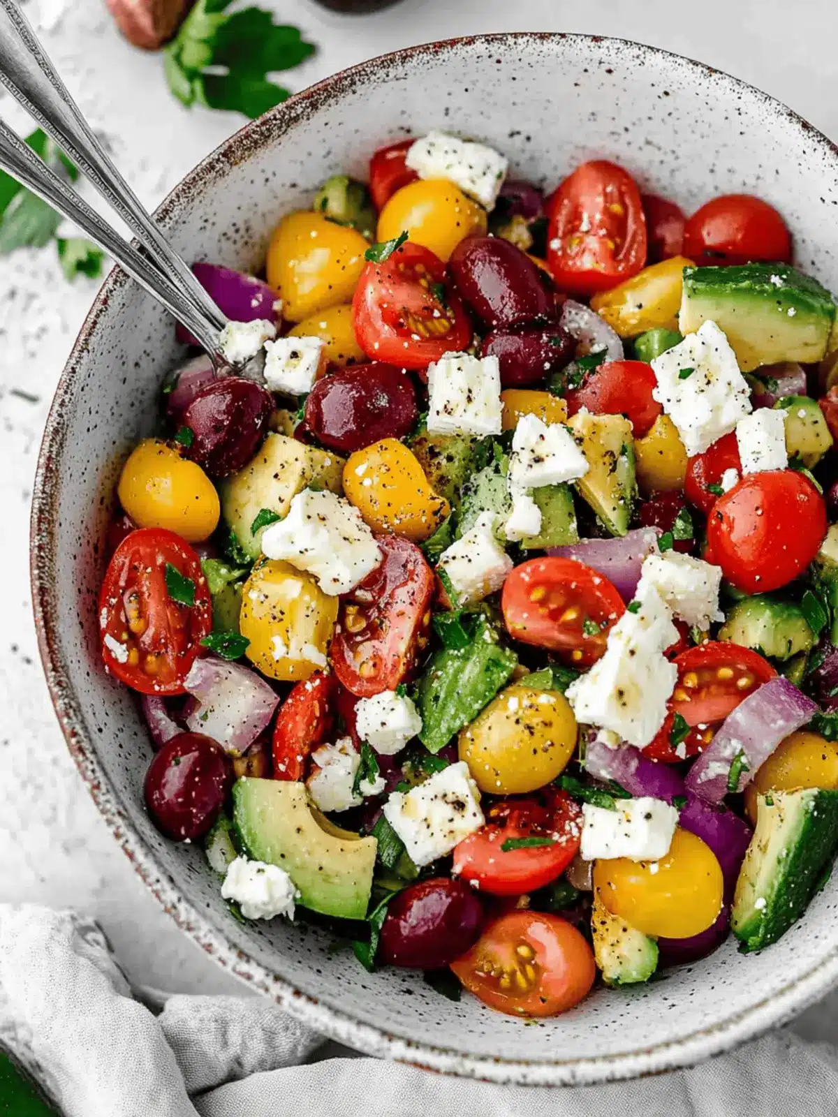 Brighten Your Day with Greek Avocado Salad with Feta Bliss 3 Greek Avocado Salad with Feta