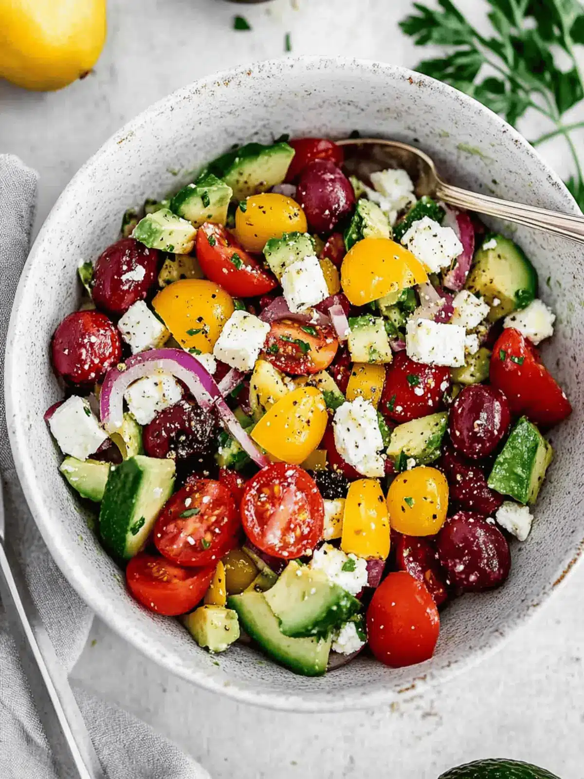 Brighten Your Day with Greek Avocado Salad with Feta Bliss 5 Greek Avocado Salad with Feta
