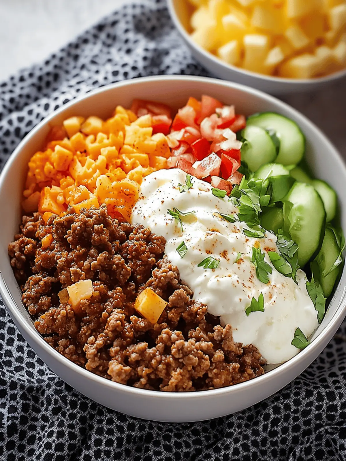 Satisfying Cheese Bowl with Ground Beef for Meal Prep Bliss 3 Cheese Bowl with Ground Beef