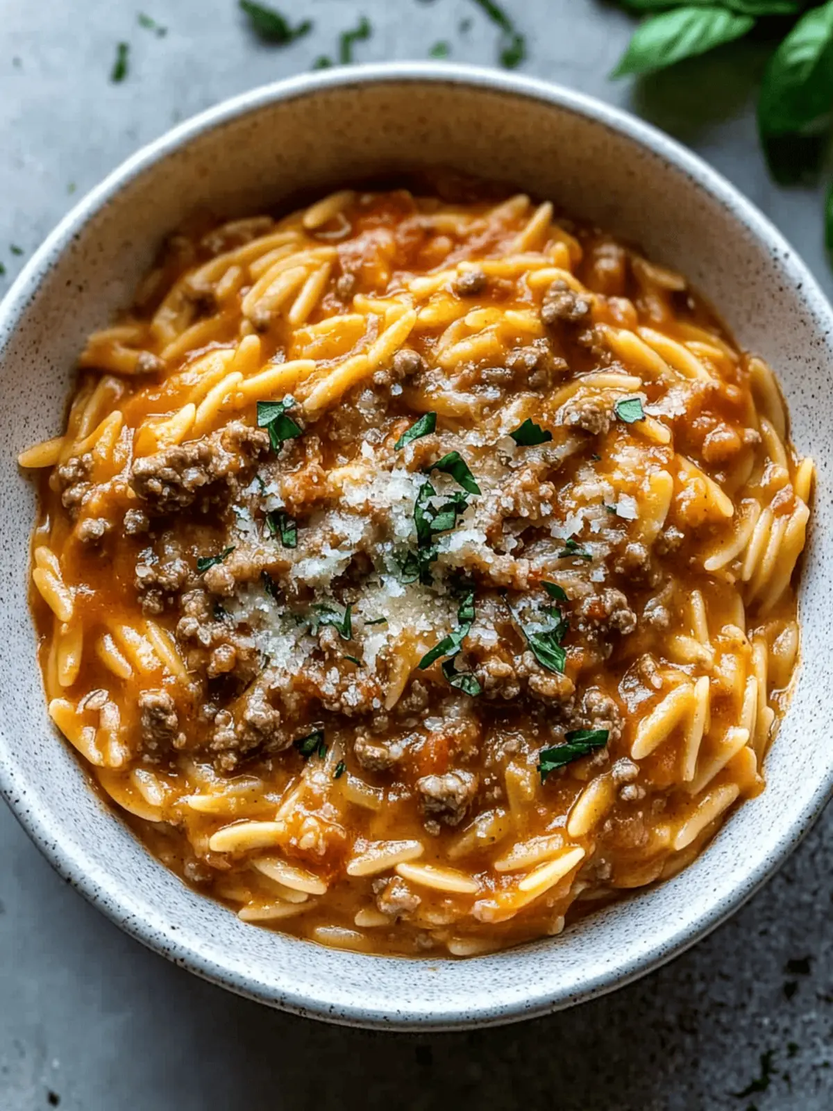 Creamy Ground Beef Orzo with Tomato Cream Sauce Magic 5 Ground Beef Orzo with Tomato Cream Sauce and Fresh Basil