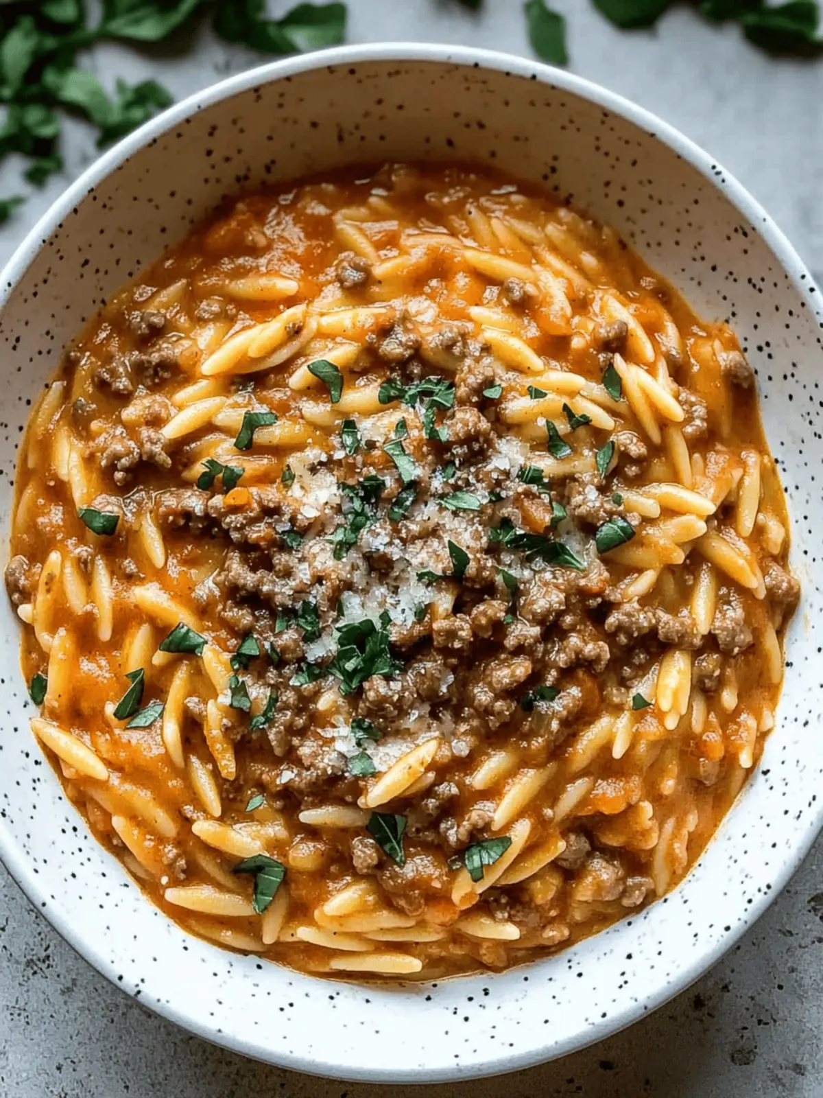 Creamy Ground Beef Orzo with Tomato Cream Sauce Magic 3 Ground Beef Orzo with Tomato Cream Sauce and Fresh Basil