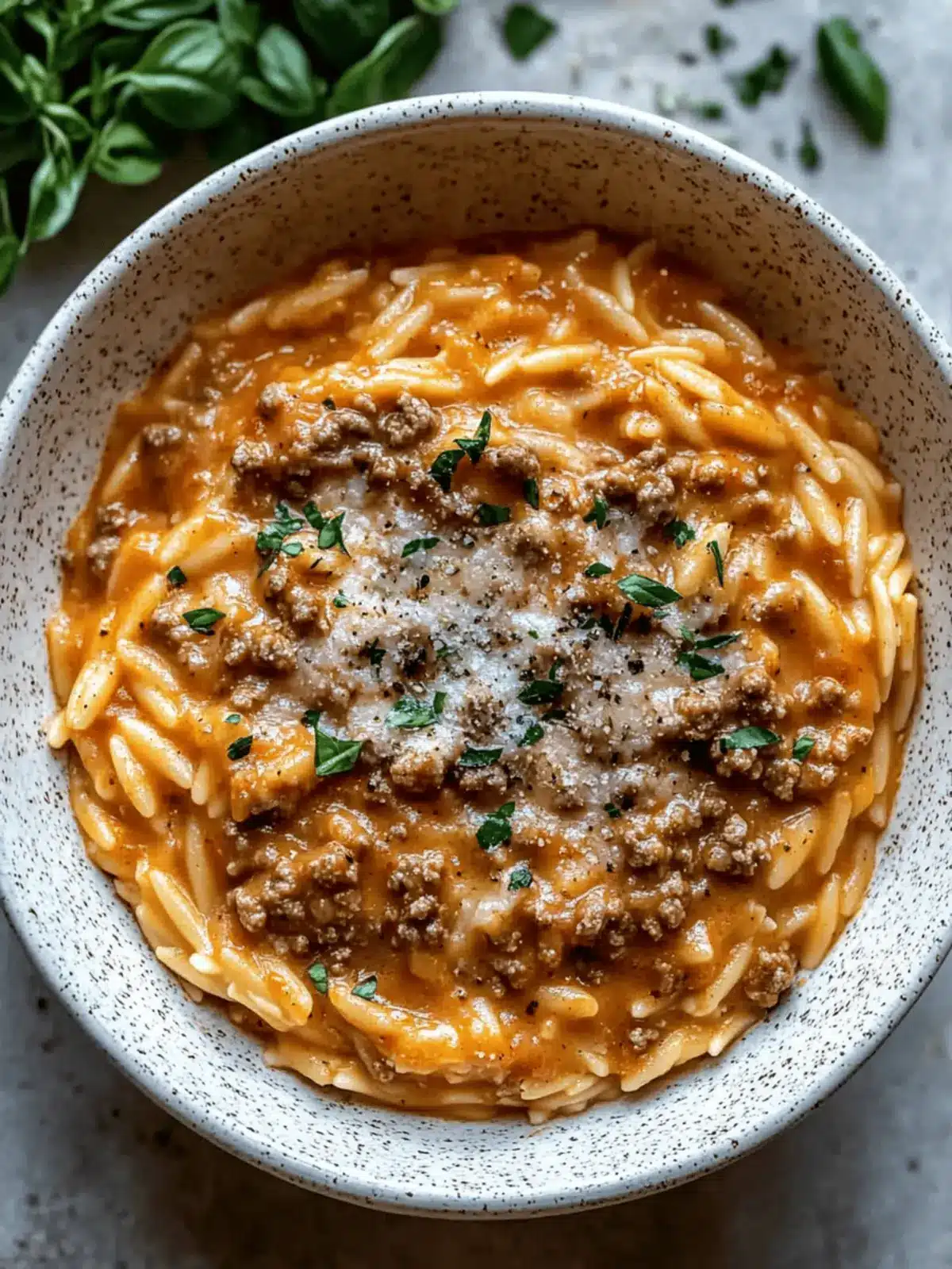 Creamy Ground Beef Orzo with Tomato Cream Sauce Magic 2 Ground Beef Orzo with Tomato Cream Sauce and Fresh Basil