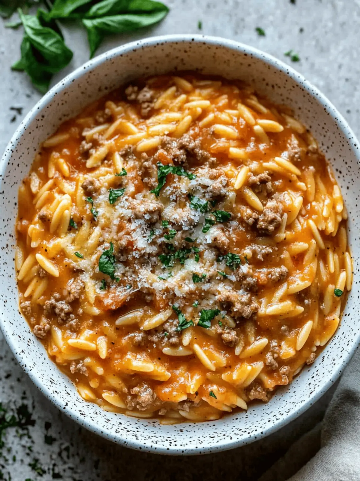Creamy Ground Beef Orzo with Tomato Cream Sauce Magic 4 Ground Beef Orzo with Tomato Cream Sauce and Fresh Basil