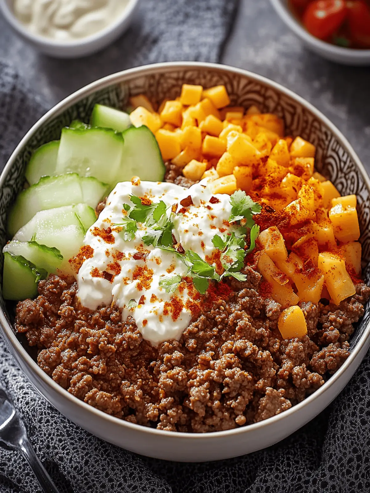 Satisfying Cheese Bowl with Ground Beef for Meal Prep Bliss 4 Cheese Bowl with Ground Beef