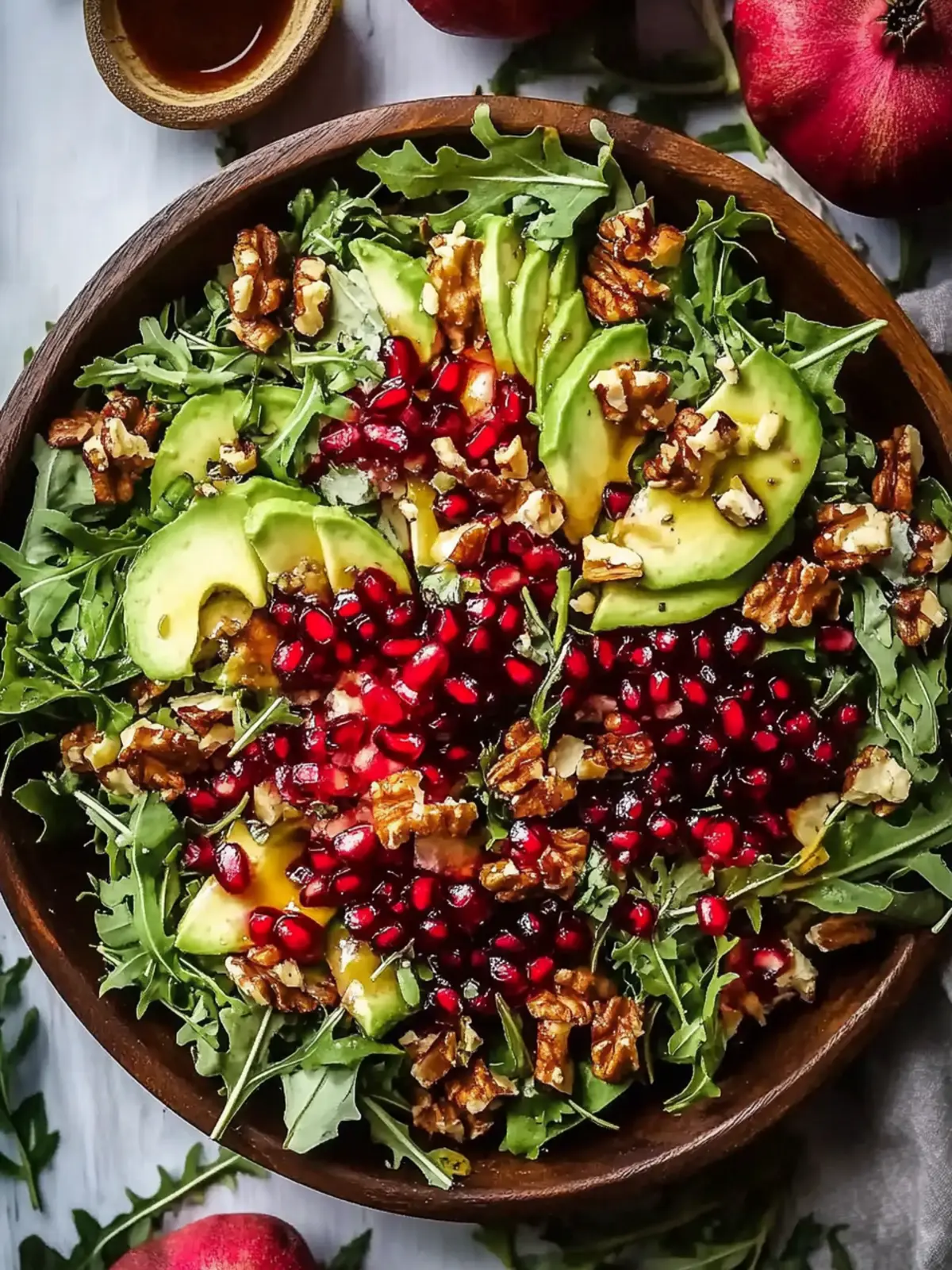 Festive Pomegranate Christmas Salad with Honey Mustard Dressing 2 Pomegranate Christmas Salad with Honey Mustard Dressing