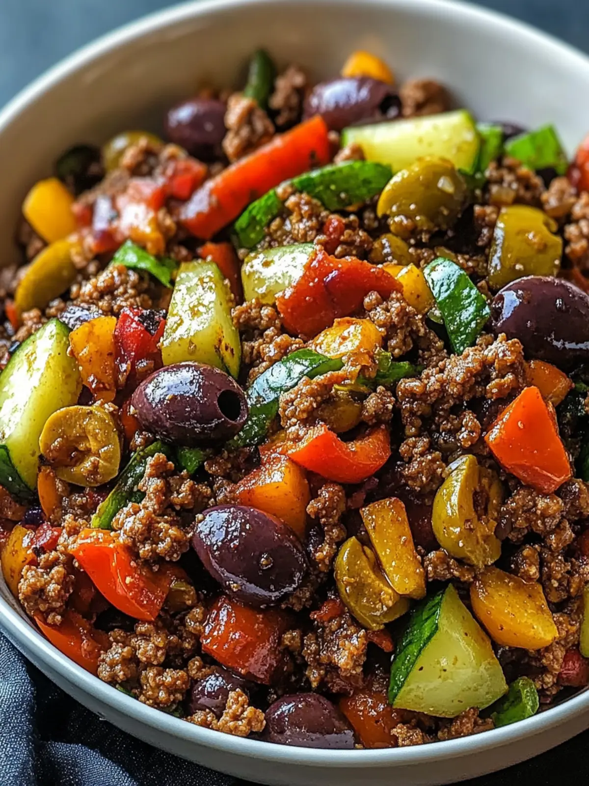 Mediterranean Ground Beef Stir-fry with Olives & Feta in 30 Minutes 5 Mediterranean Ground Beef Stir-fry with Olives & Feta