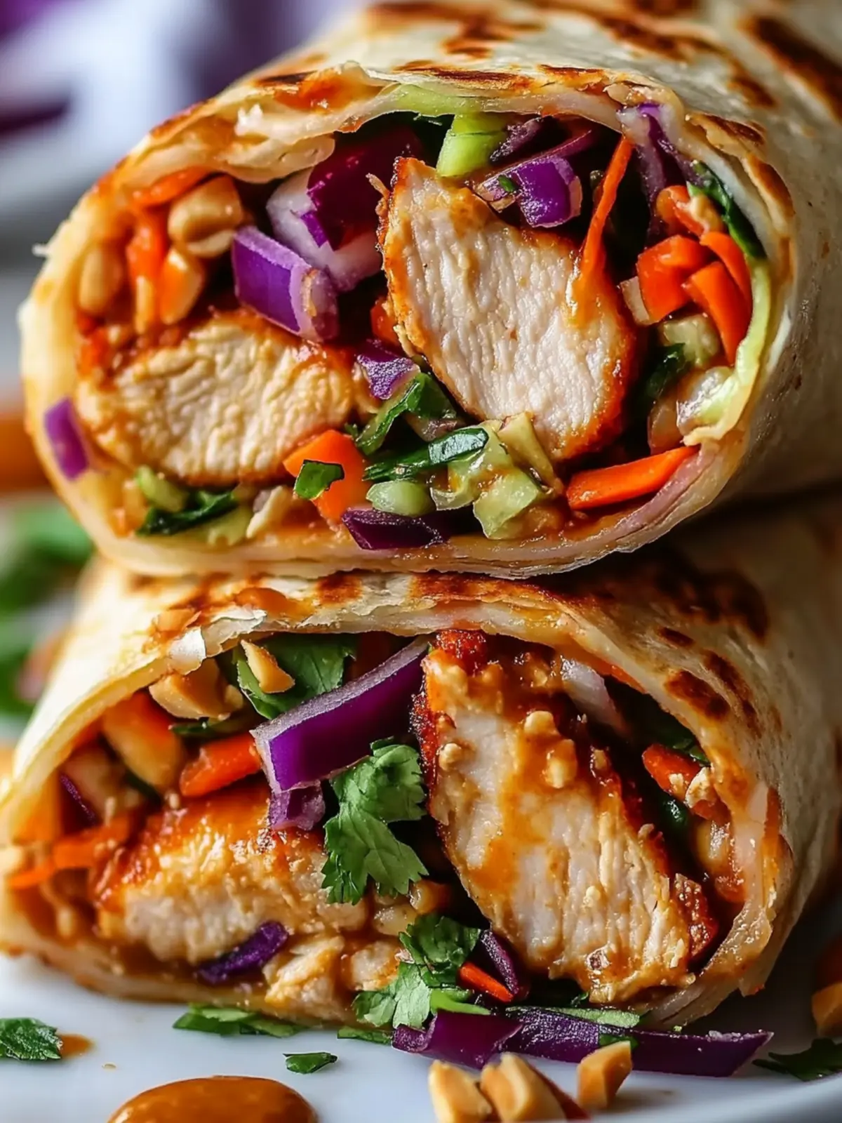 Savor Thai Peanut Chicken Wraps for a Quick Flavor Boost 4 Thai Peanut Chicken Wrap