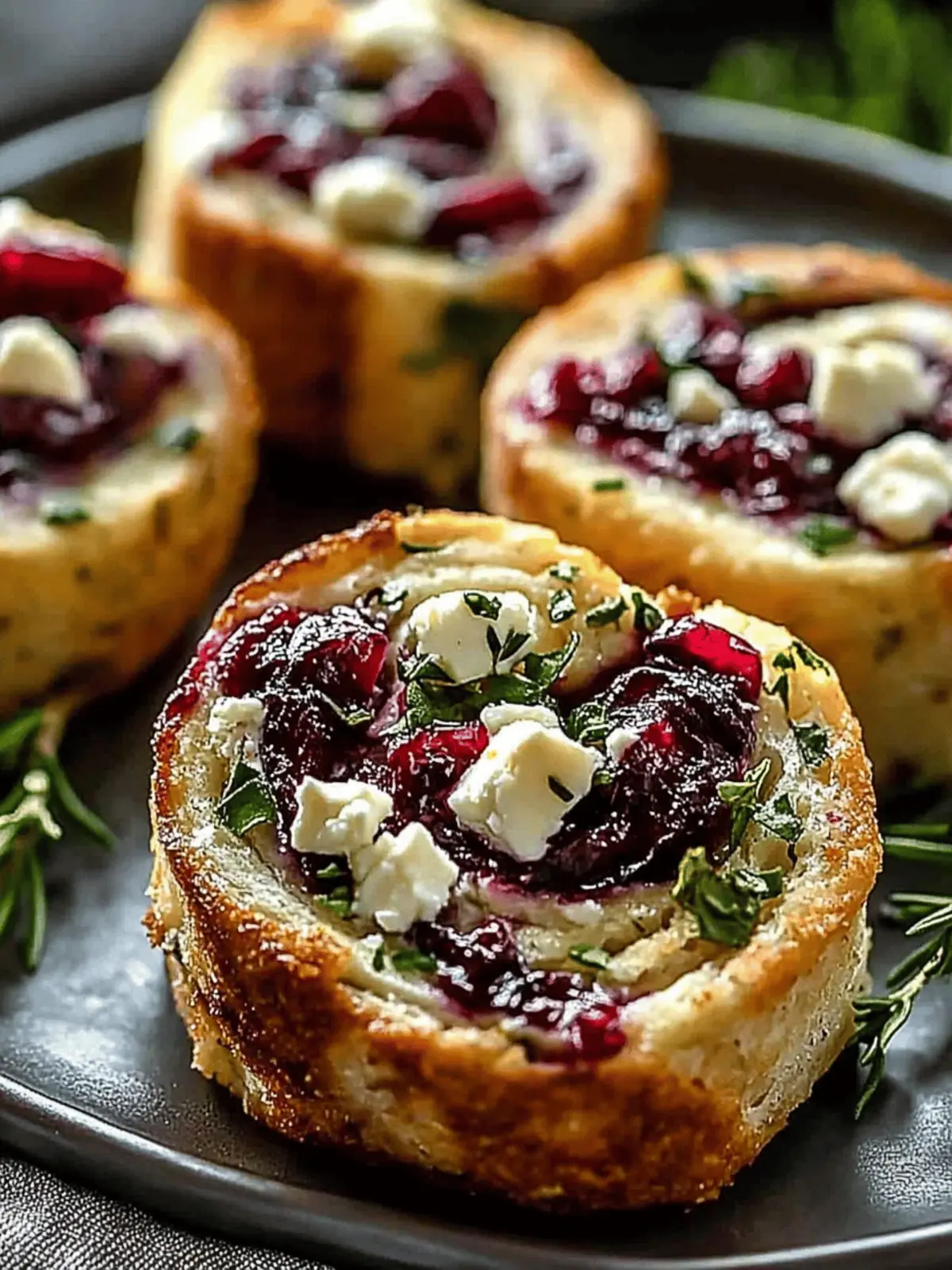 Cranberry Cream Cheese Pinwheels with Feta & Herbs to Wow Guests 5 Cranberry Cream Cheese Pinwheels with Feta & Herbs