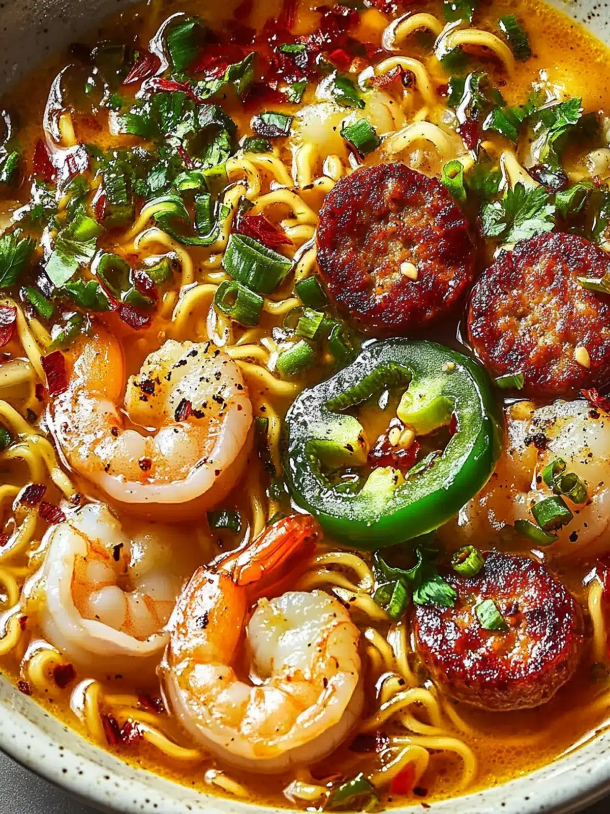 Spicy Jalapeño Cheddar Sausage & Shrimp Ramen Bliss 2 Spicy Jalapeño Cheddar Sausage & Shrimp Ramen