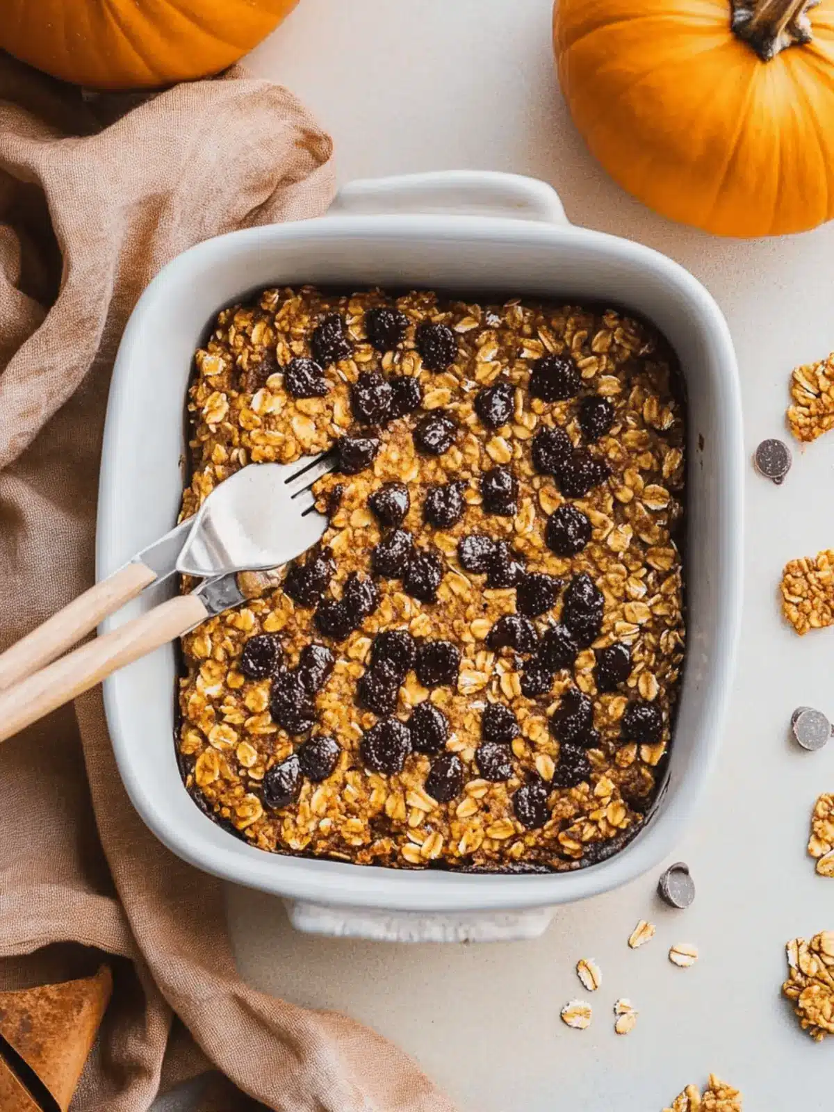 Higher Protein Pumpkin Baked Oatmeal with Chocolate Chips Delight 3 Higher Protein Pumpkin Baked Oatmeal with Chocolate Chips