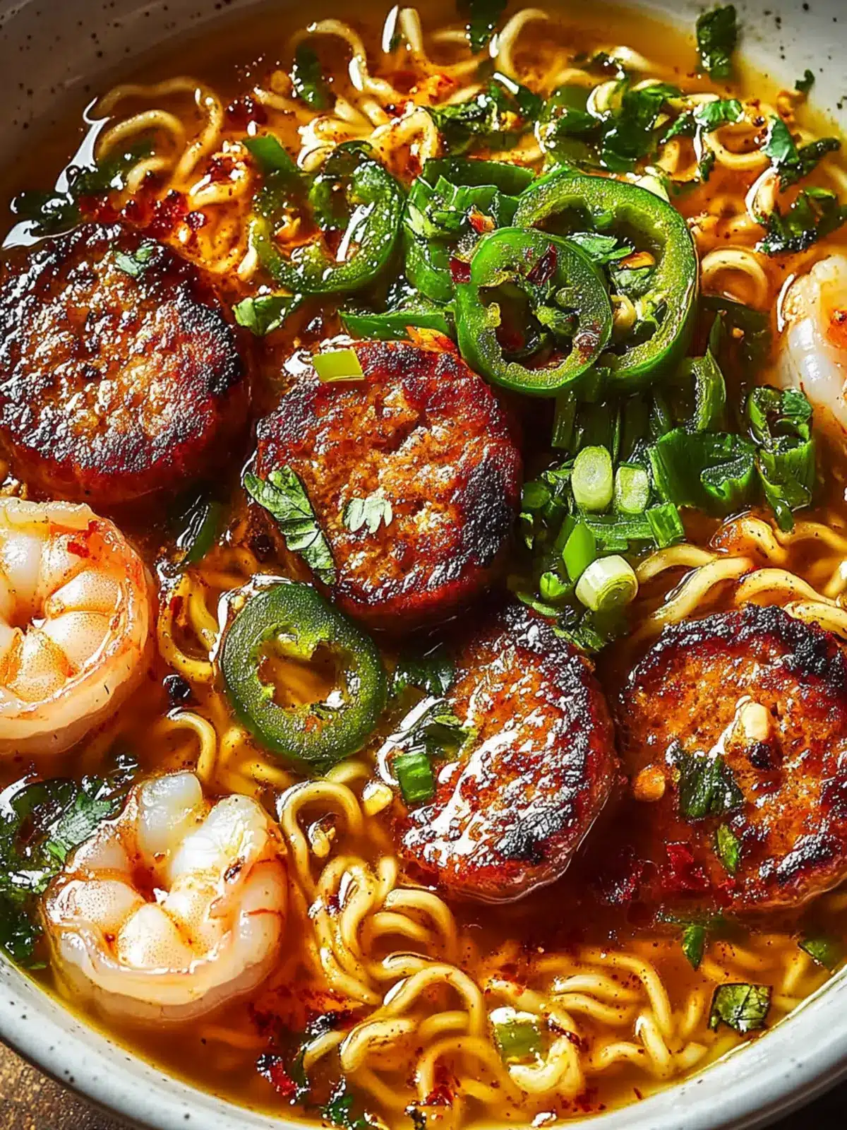 Spicy Jalapeño Cheddar Sausage & Shrimp Ramen Bliss 4 Spicy Jalapeño Cheddar Sausage & Shrimp Ramen