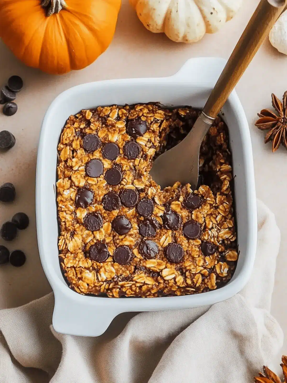 Higher Protein Pumpkin Baked Oatmeal with Chocolate Chips Delight 2 Higher Protein Pumpkin Baked Oatmeal with Chocolate Chips